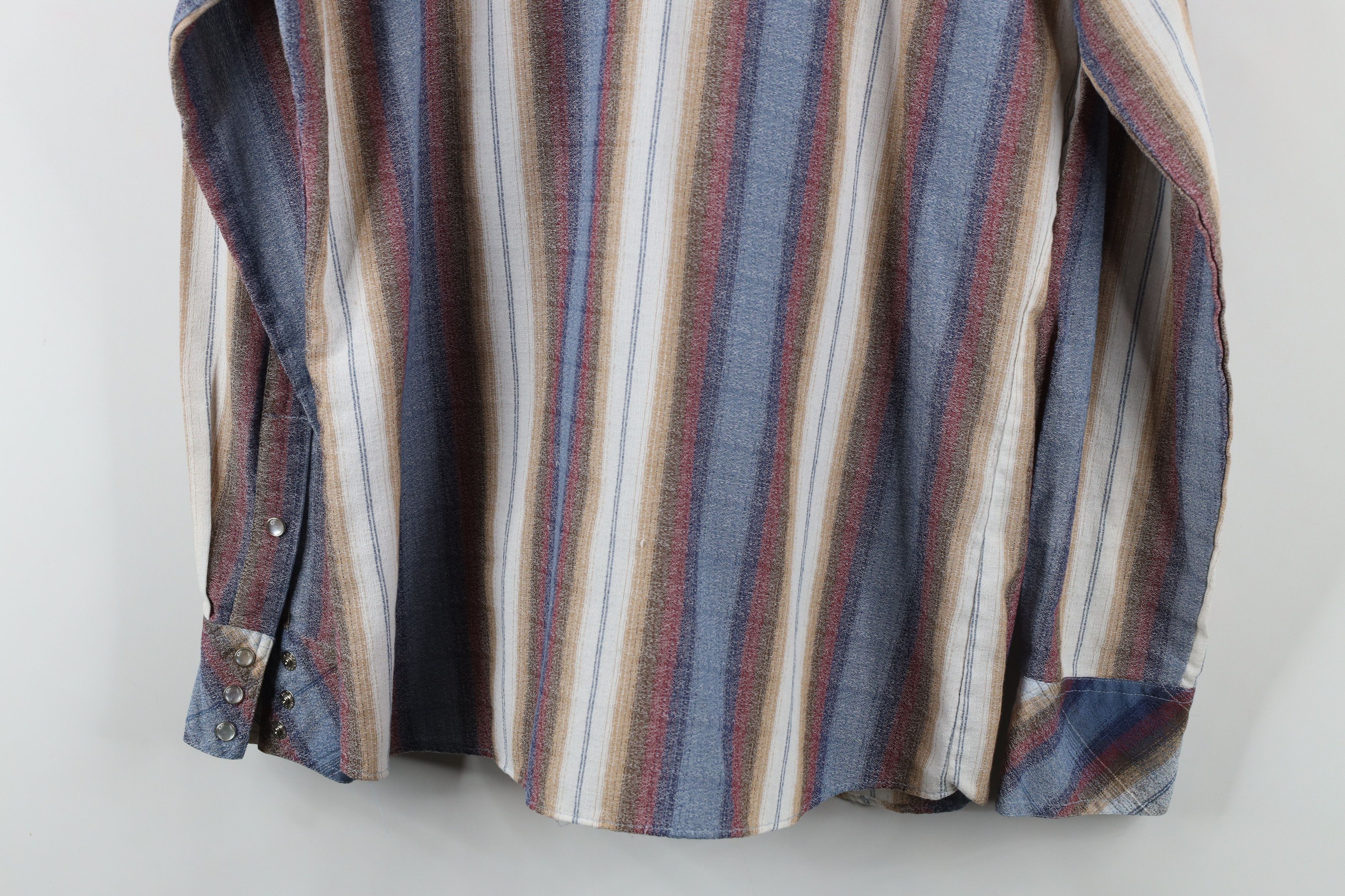 Vintage Vintage 70s Streetwear Striped Western Snap Button Shirt Size US L / EU 52-54 / 3 - 13 Thumbnail