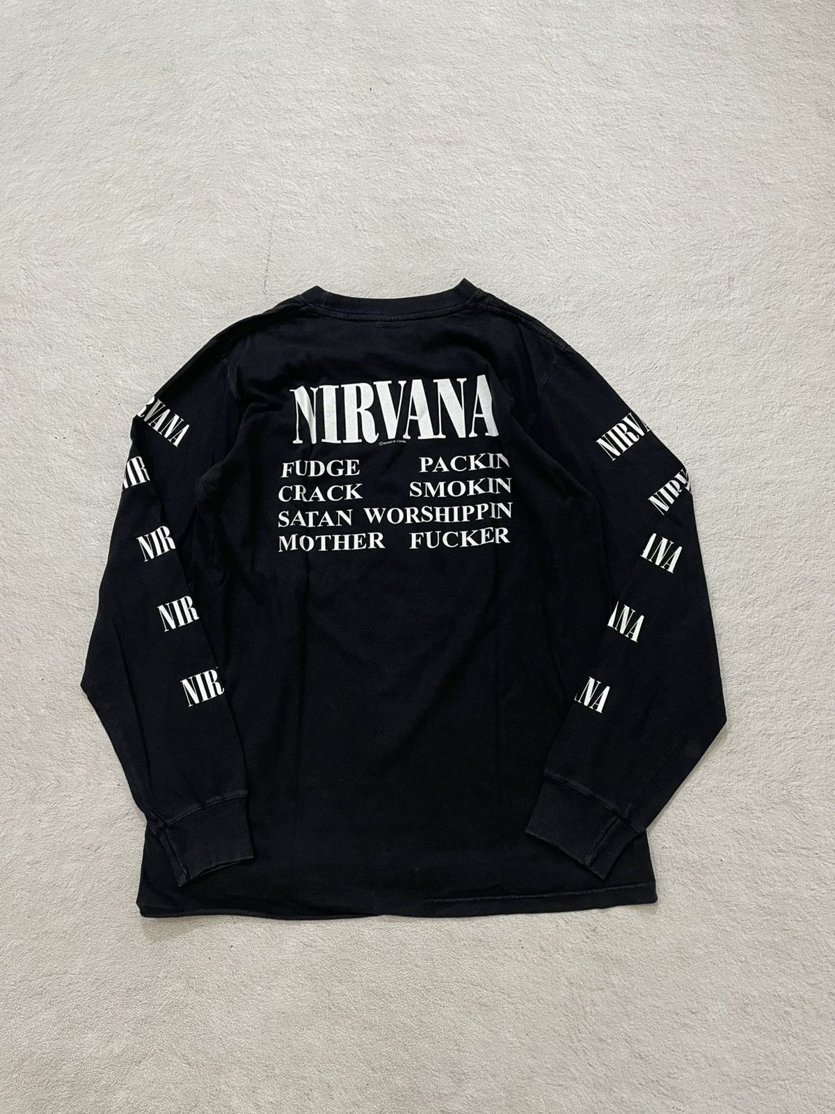 Band Tees 2000s Archival Nirvana Spellout Long Sleeve T-Shirt Grunge Size US L / EU 52-54 / 3 - 6 Thumbnail
