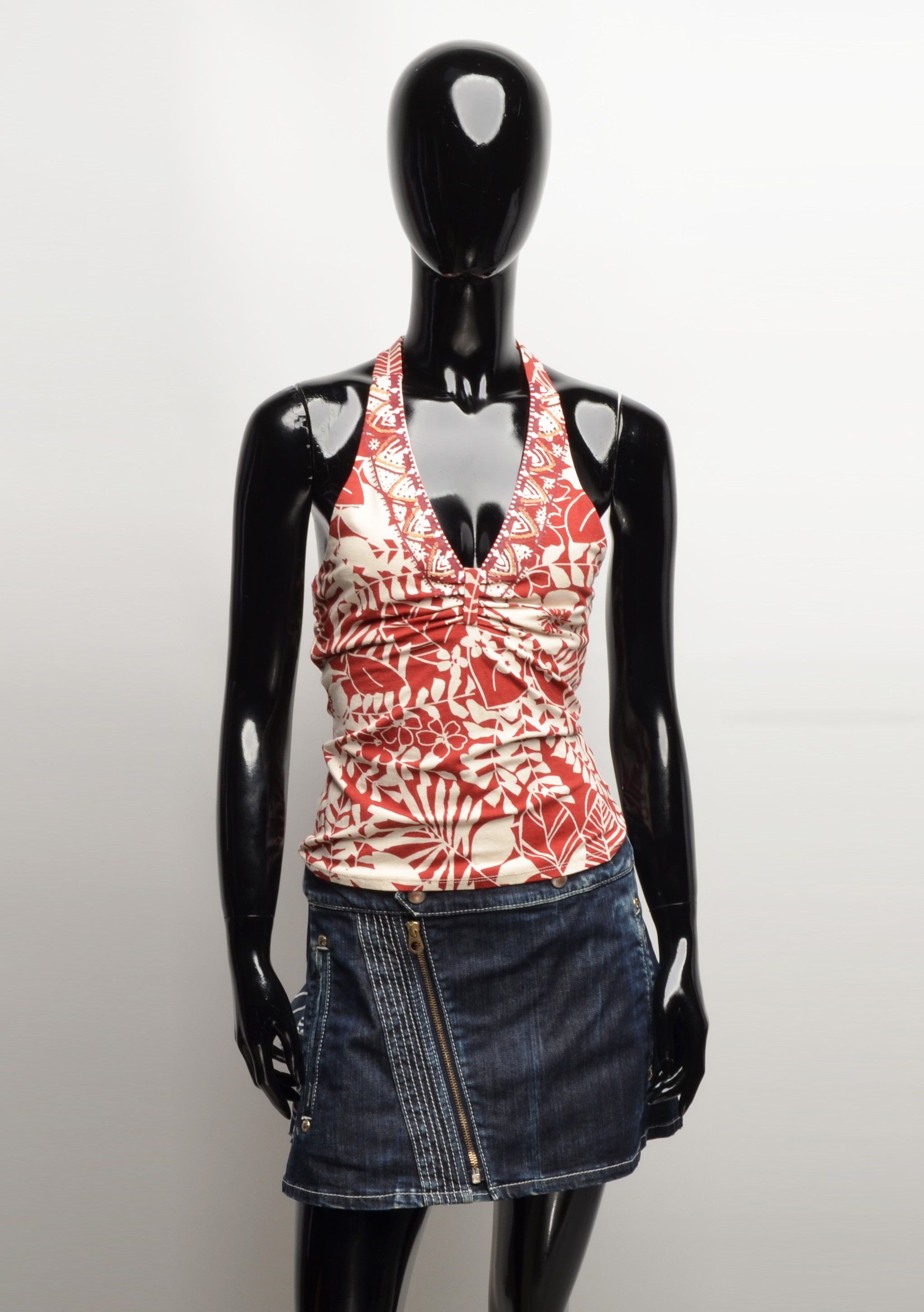 Vintage Vintage Unit Seven Floral Cropped Halter Top Y2K Size M / US 6-8 / IT 42-44 - 1 Thumbnail