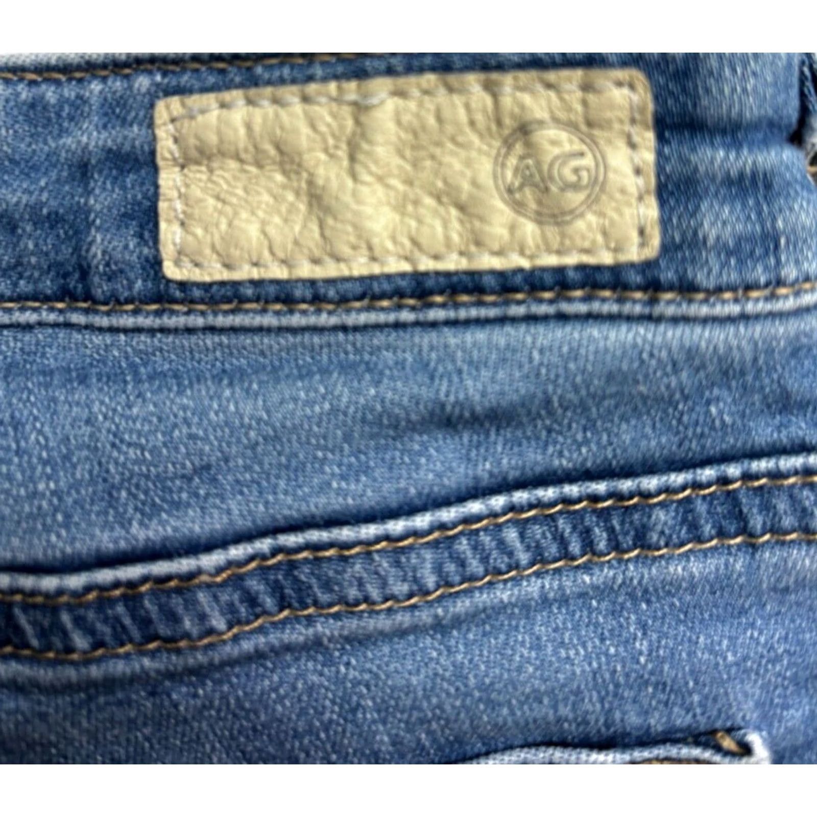Vintage AG Adriano Goldschmied Jeans Women Blue Distressed Skinny Cigarette Size 27 Fit(28x26) Size 27" / US 4 / IT 40 - 5 Thumbnail