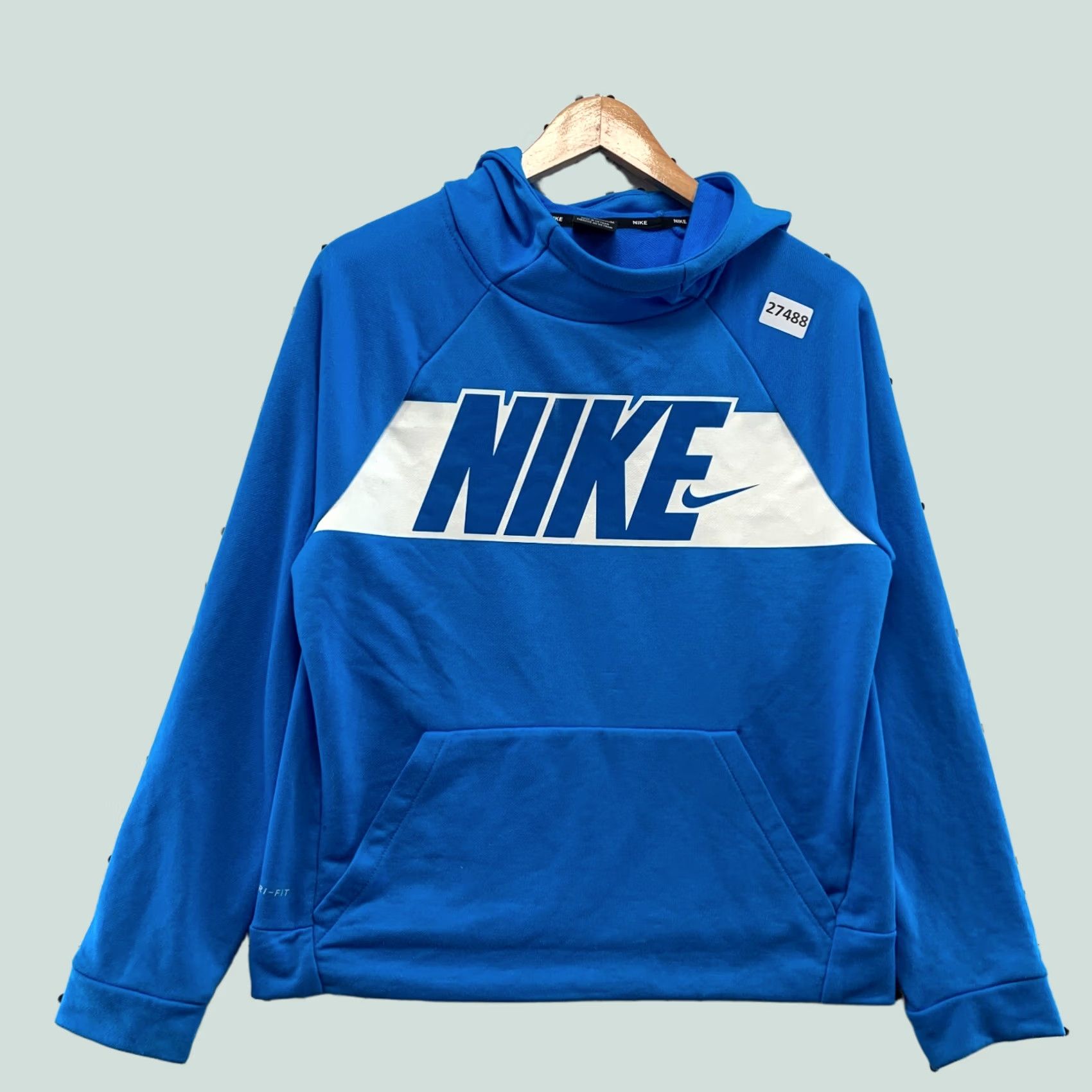 Nike Nike Hooded Sweatshirt Blue White Swoosh Spell Out Womens XL Hoodie 20.5x23.5 Size XL / US 12-14 / IT 48-50 - 1 Thumbnail