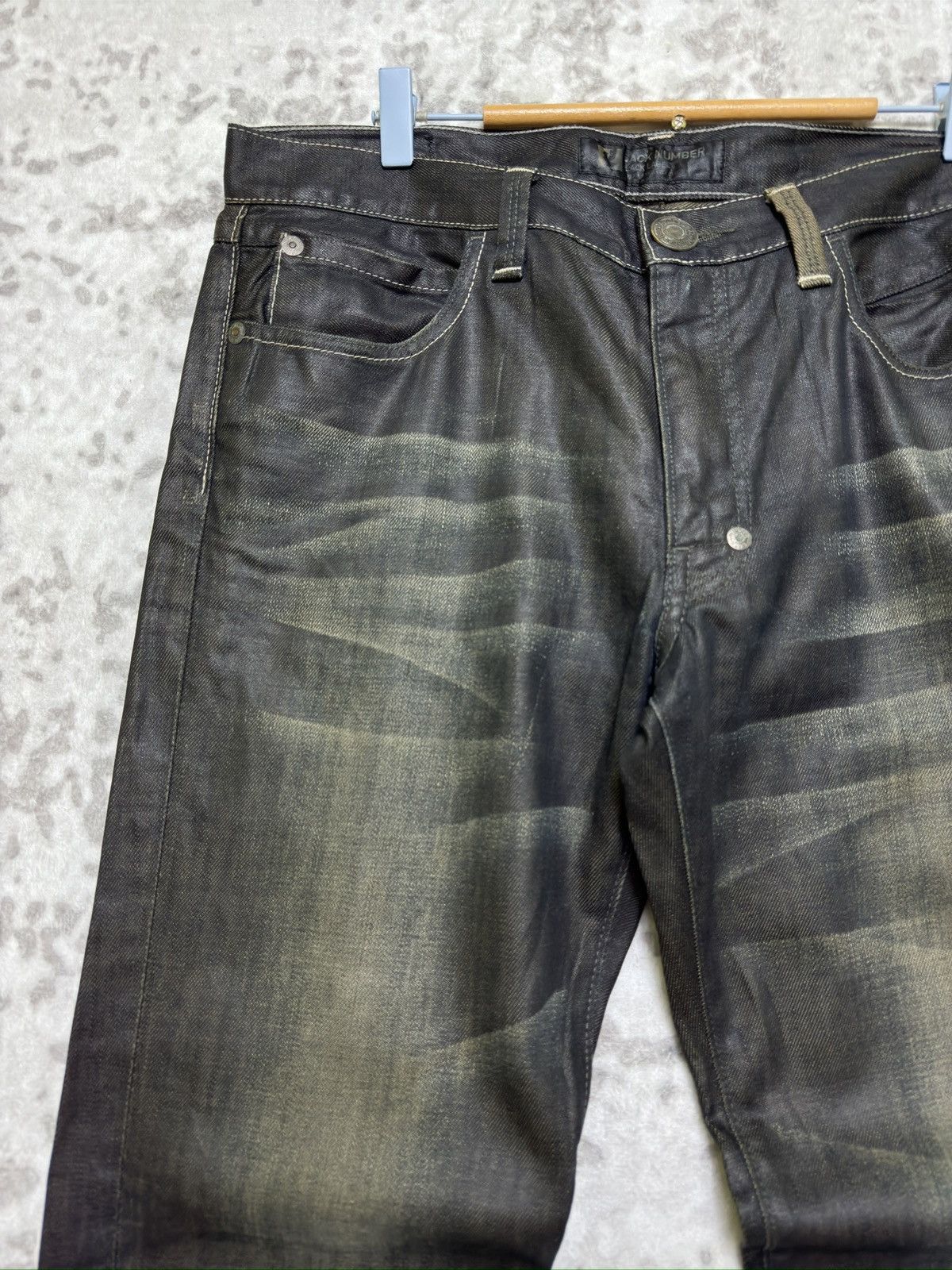 Vintage Back Number Vintage Waxed Washed Claw Marks Denim Japan Size US 34 / EU 50 - 4 Thumbnail