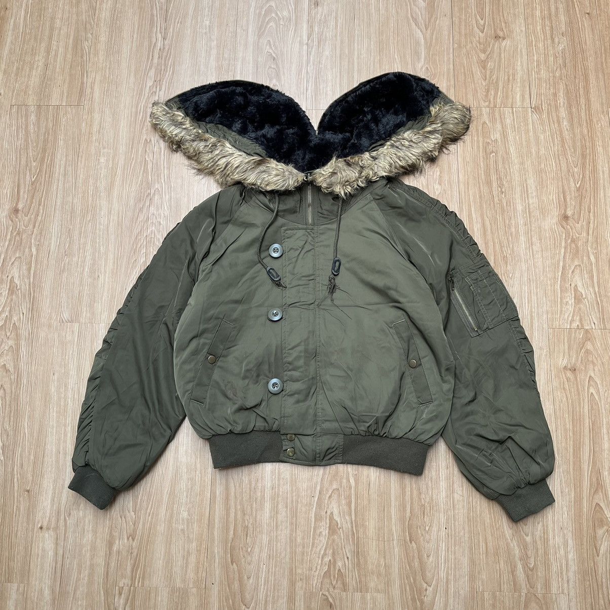 If Six Was Nine 2000S Y2K INGNI Bomber Jacket Fur & Faux LGB Style Size M / US 6-8 / IT 42-44 - 2 Thumbnail