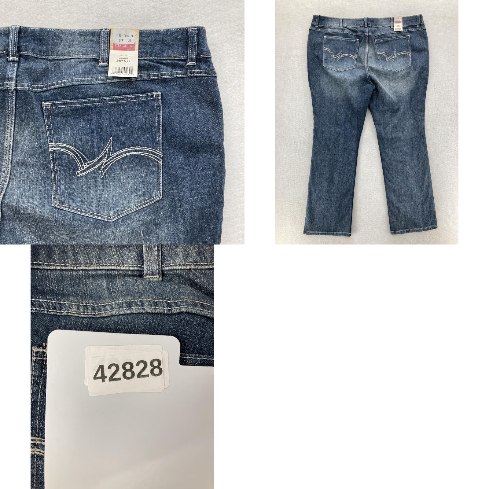 Wrangler Wrangler Jeans Womens 24W Straight Leg Blue Stretch Denim Western Cowgirl Rodeo Women's Plus Size Jeans 24W 30" Inseam Stretch Denim Size 42" / US 20 - 9 Thumbnail