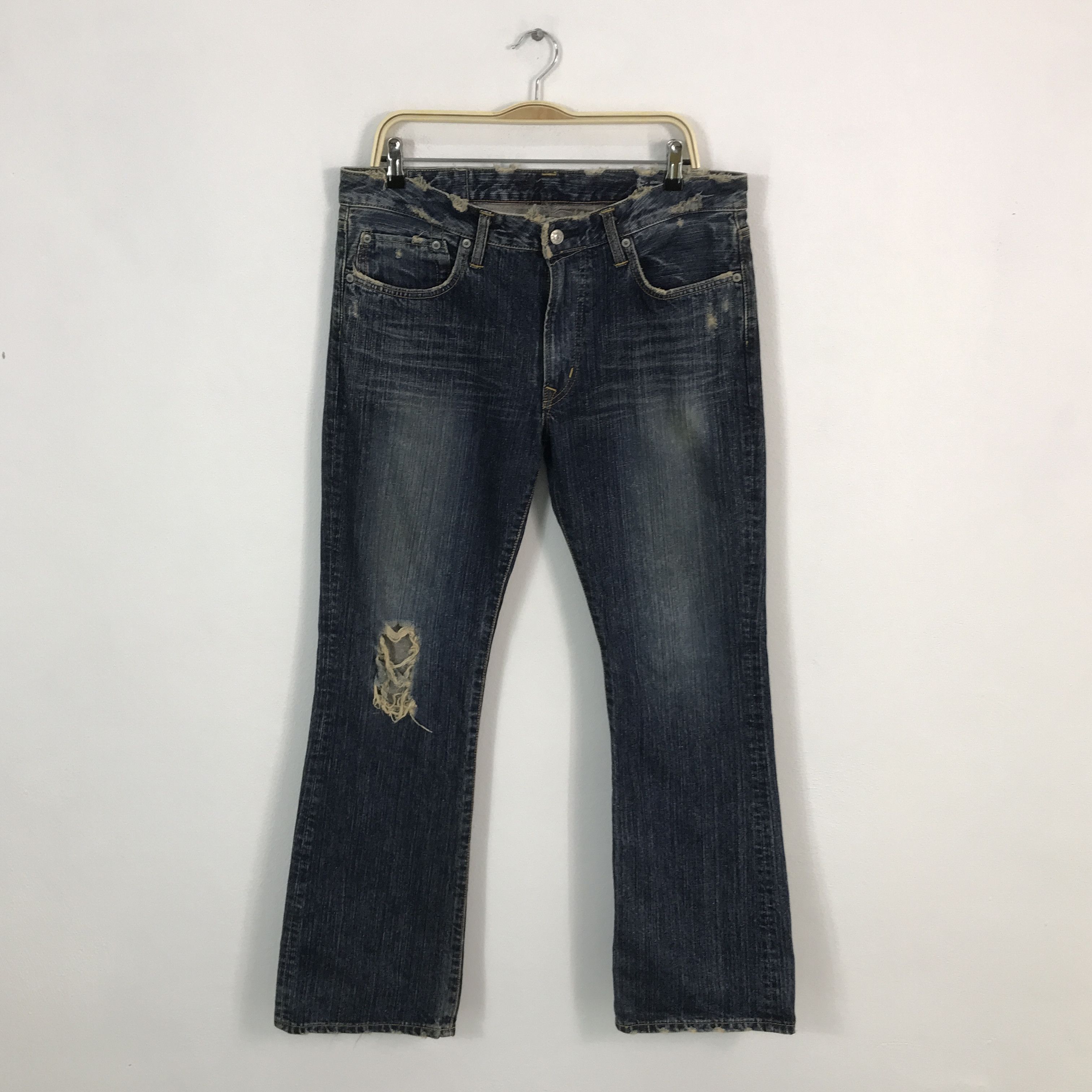 Edwin × Japanese Brand Flared edwin Japan bootcut distressed jeans Size US 34 / EU 50 - 1 Thumbnail