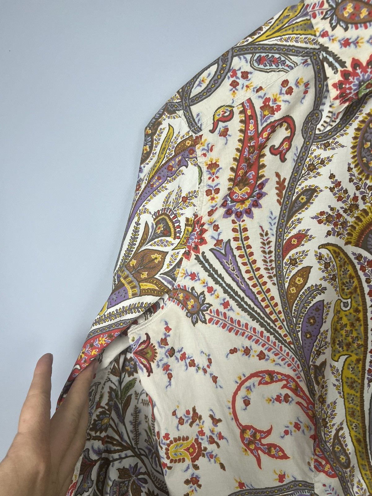 Etro Etro 46 Blouse Shirt Top Neutral Paisley floral print Size L / US 10 / IT 46 - 8 Thumbnail