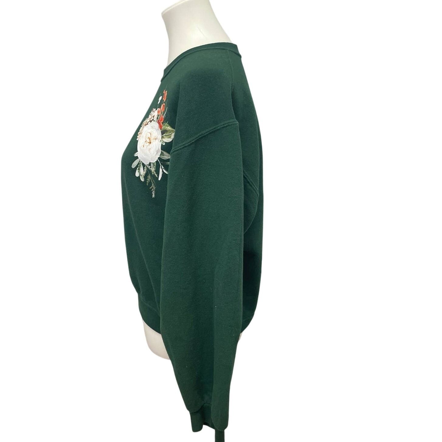 Jerzees Hand Printed Womens Small Rose Floral Pine Cone Sweatshirt Size S / US 4 / IT 40 - 4 Thumbnail
