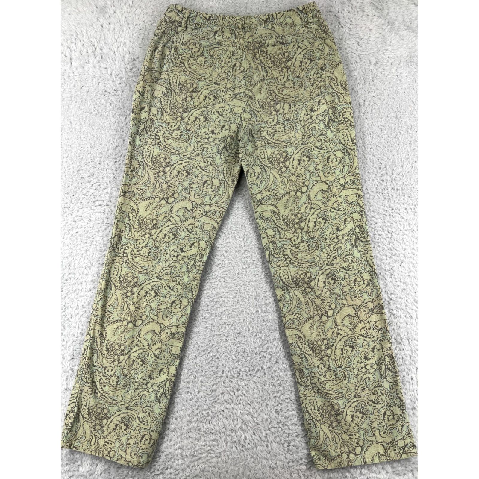 Charter Club Charter Club Women's Jeans Size 6 Green Paisley Cotton Blend Straight Fit Size 28" / US 6 / IT 42 - 2 Thumbnail