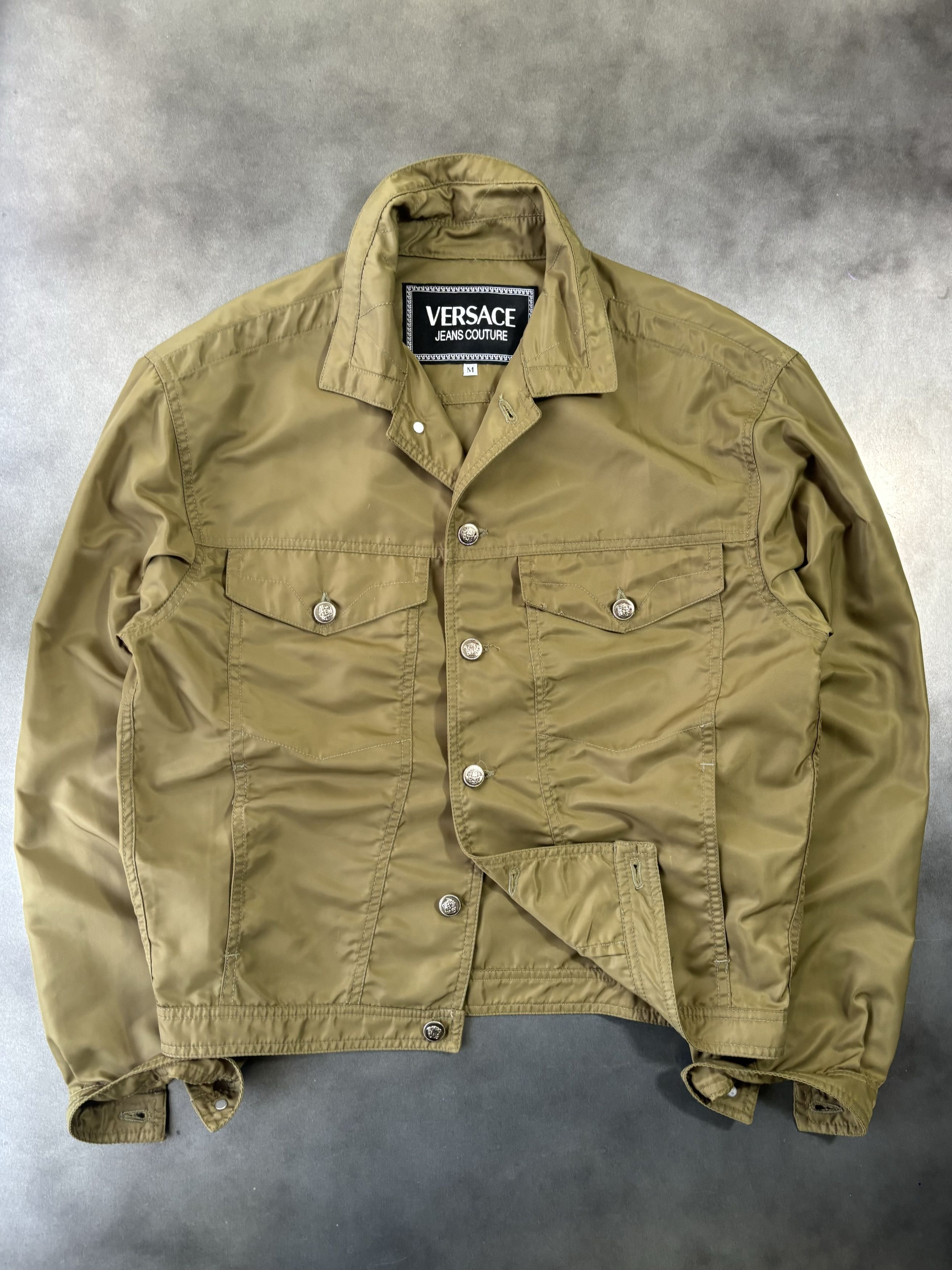 Versace × Versace Jeans Couture × Vintage 1990s Versace Jeans Couture Nylon Tucker Jacket Vintage Boxy Size US M / EU 48-50 / 2 - 1 Thumbnail