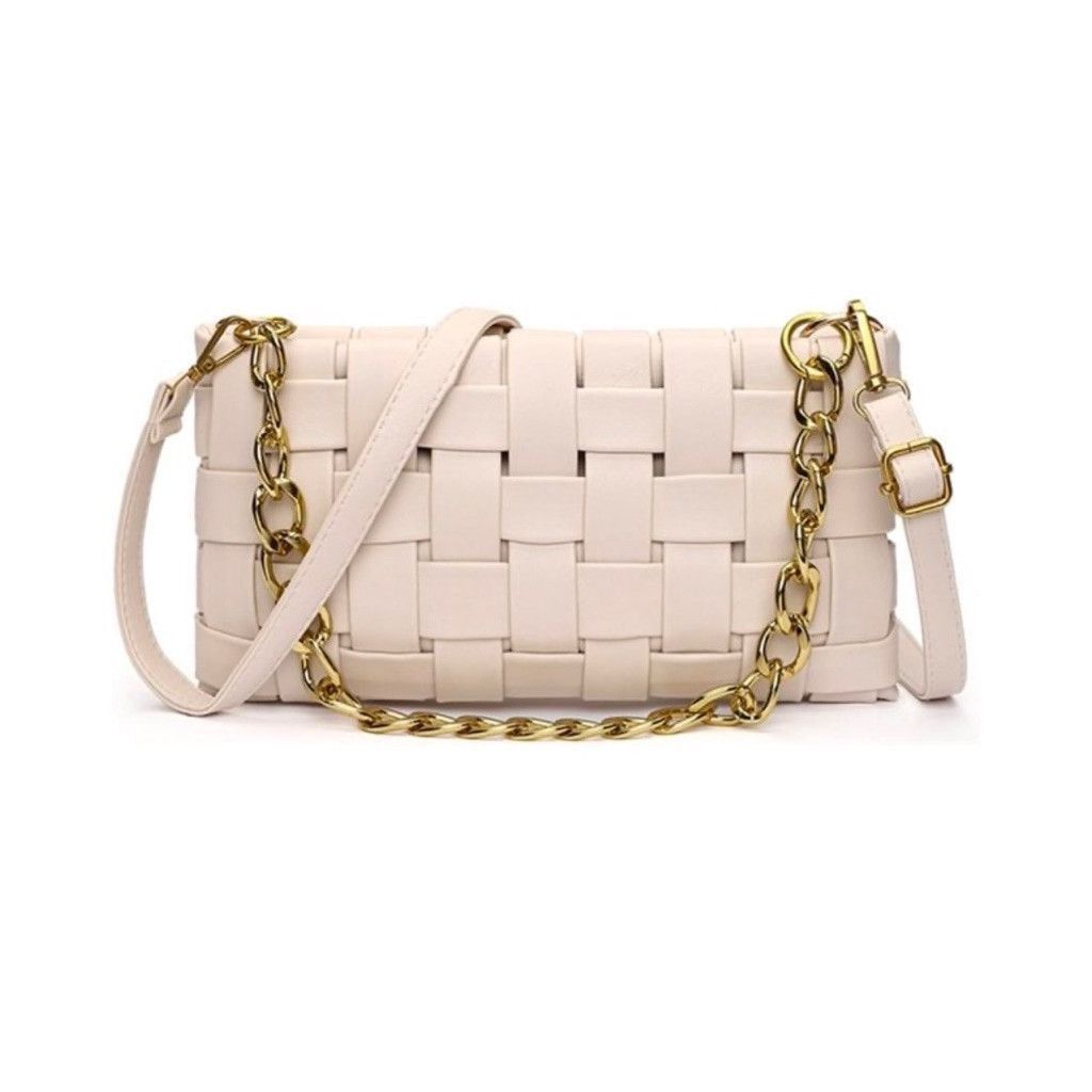 New! 3-Way Vegan Crossbody Bag  Braided Shoulder Purse in White, Women's