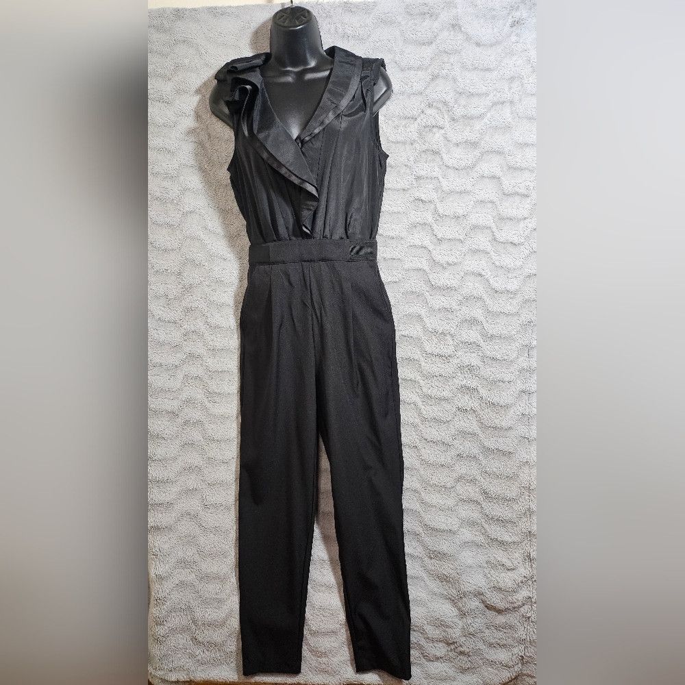 Japanese Brand Eve Black Sleeveless Crop Jumpsuit 4 Small Office Luxury Size 27" / US 4 / IT 40 - 3 Thumbnail