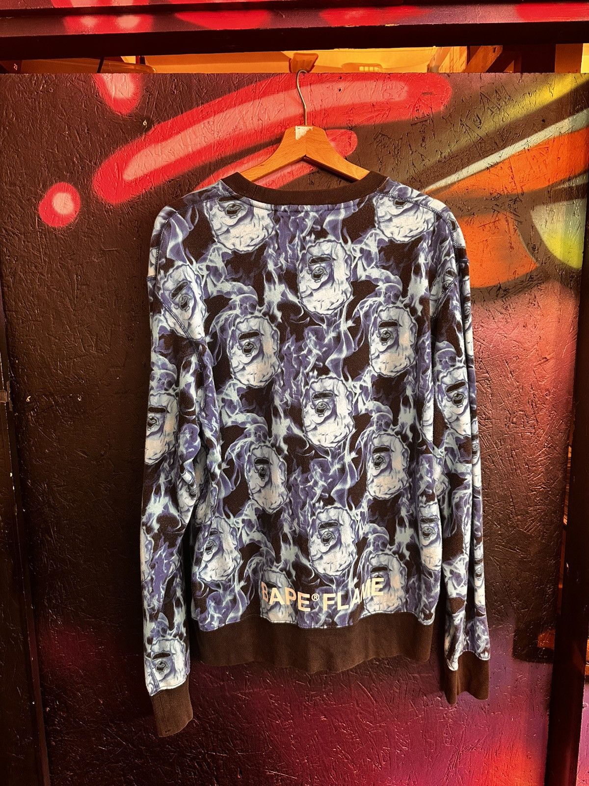 Bape BAPE Flame Wide crewneck blue Size US L / EU 52-54 / 3 - 2 Thumbnail