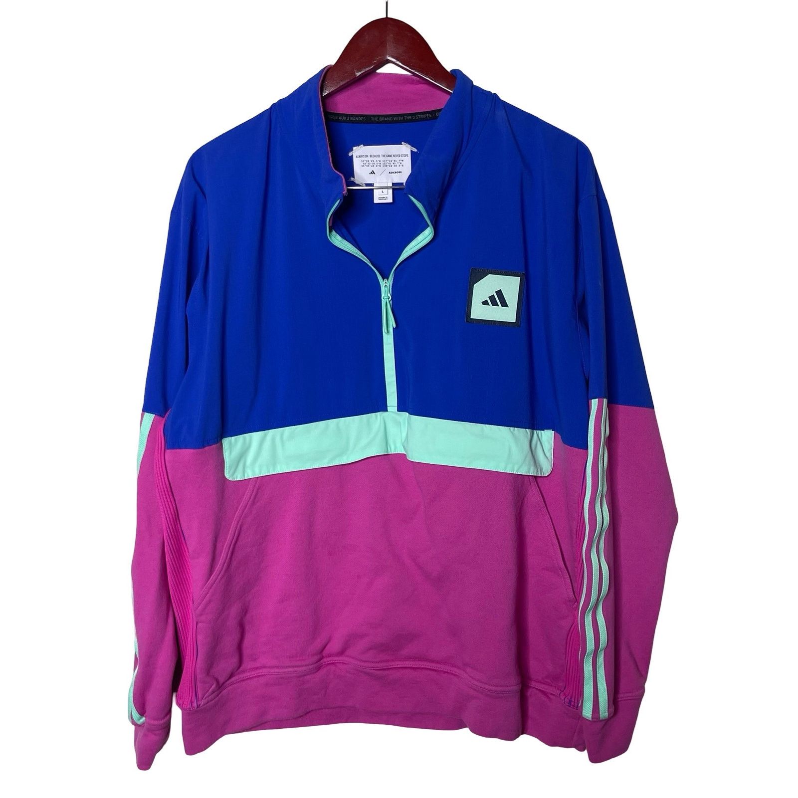 Adidas ADIDAS Men Golf Adicross Anorak 1/4-Zip Pullover BLUE PINK L Size US L / EU 52-54 / 3 - 1 Thumbnail