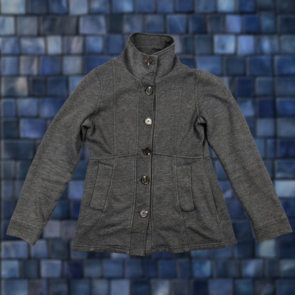 Prana PrAna Jacket Womens Small Gray Knit Fleece Lined Button Front Collared Pockets Size S / US 4 / IT 40 - 1 Thumbnail