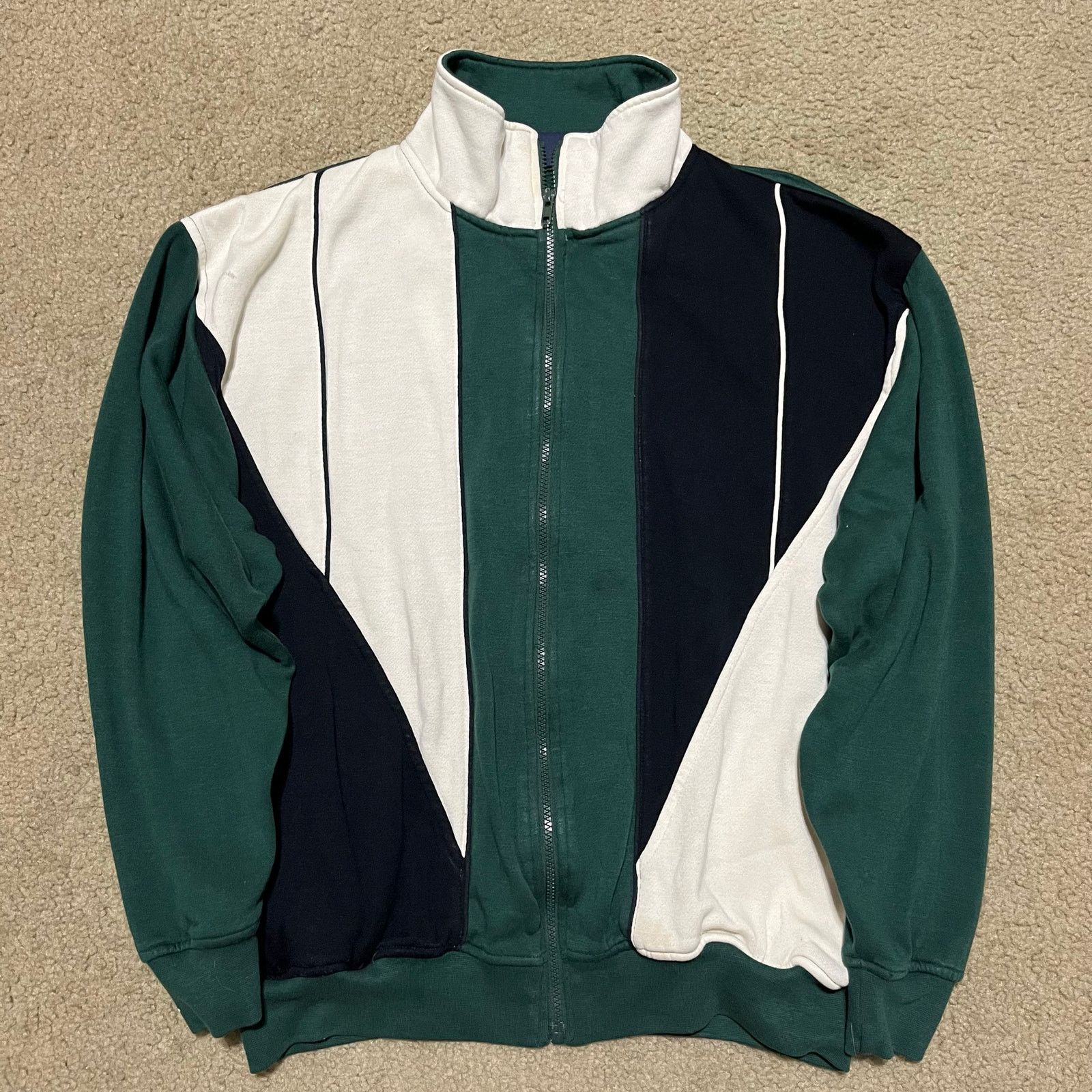 Blair Vintage John Blair Green/White/Black Full Zip Sweatshirt Size US M / EU 48-50 / 2 - 1 Thumbnail