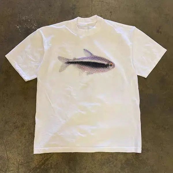 Vintage Yuuka x Mie Street loose casual retro fish print t-shirt Size US M / EU 48-50 / 2 - 1 Thumbnail