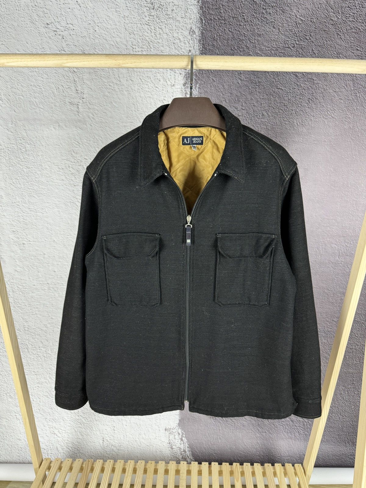 Armani Armani Jeans vintage wool hemp dark brown full zip jacket Size US XXL / EU 58 / 5 - 1 Thumbnail
