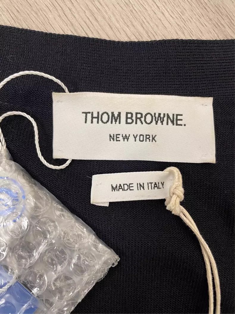 Thom Browne Thom browne Dark blue four-striped wool knitted cardigan ja Size US L / EU 52-54 / 3 - 5 Thumbnail