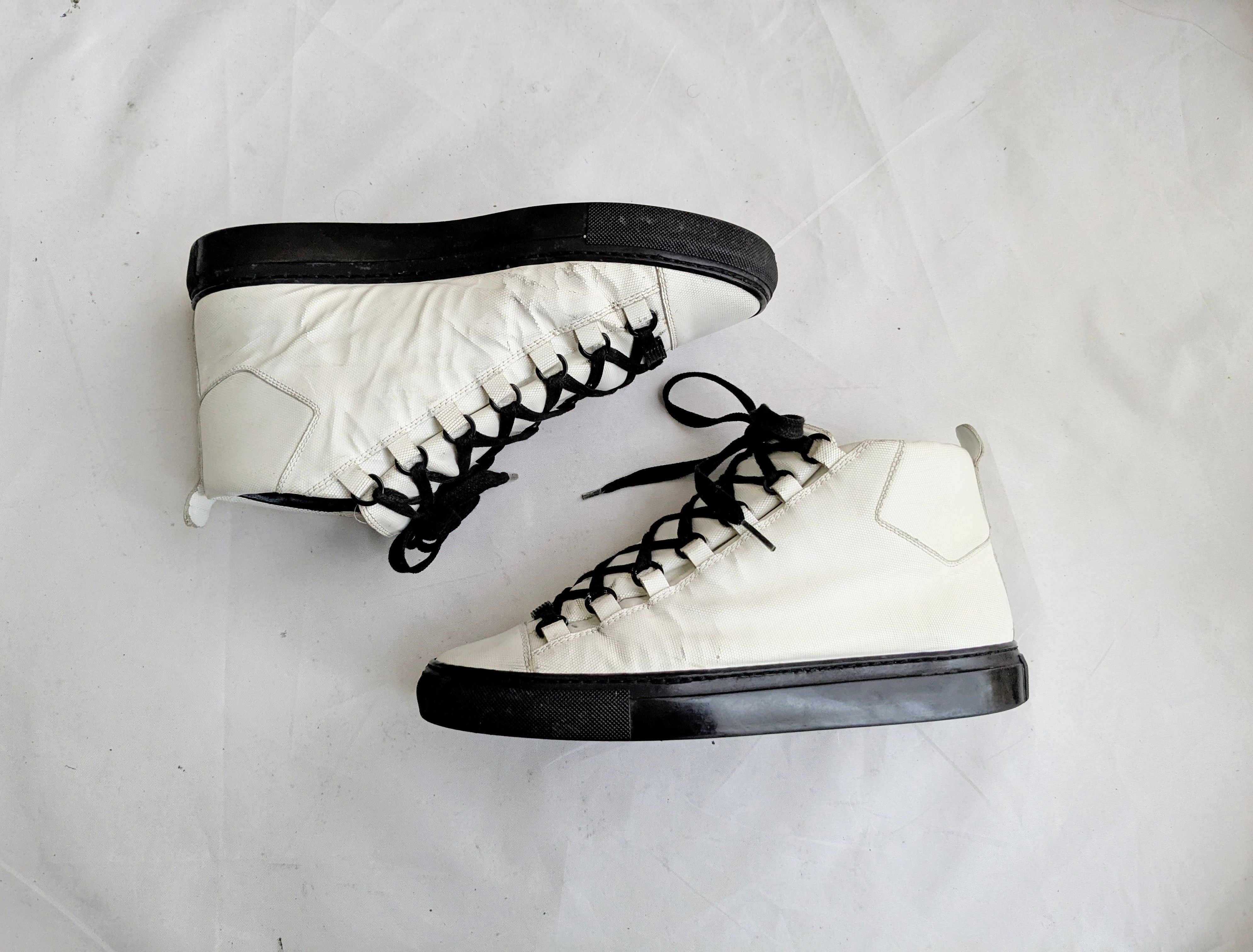 Balenciaga Arena White Black High Tops Leather