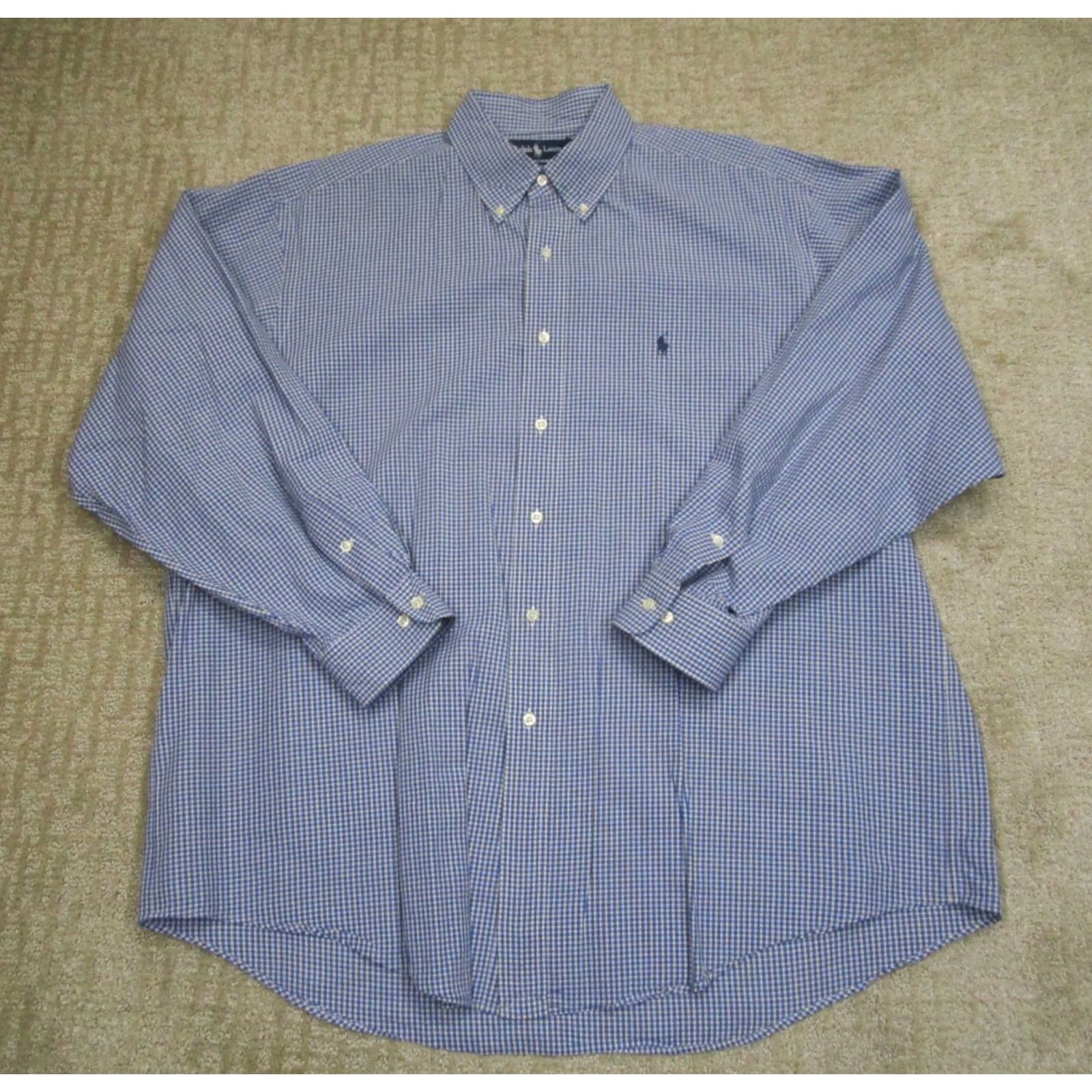Ralph Lauren VINTAGE Ralph Lauren Shirt Men XL Blue Long Sleeve Button-Down Gingham Yarmouth Preppy Classic Size US XL / EU 56 / 4 - 2 Thumbnail