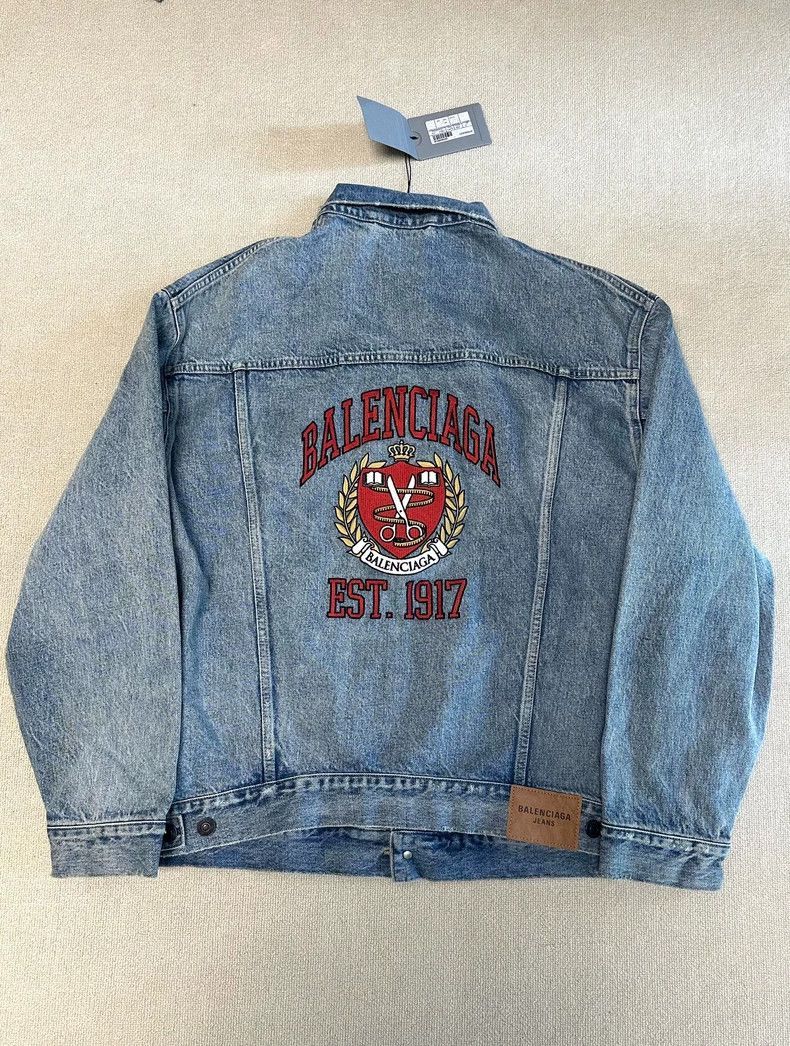 Balenciaga Balenciaga Balenciaga Denim Jacket with Logo Embroidery-25 Size US S / EU 44-46 / 1 - 1 Thumbnail