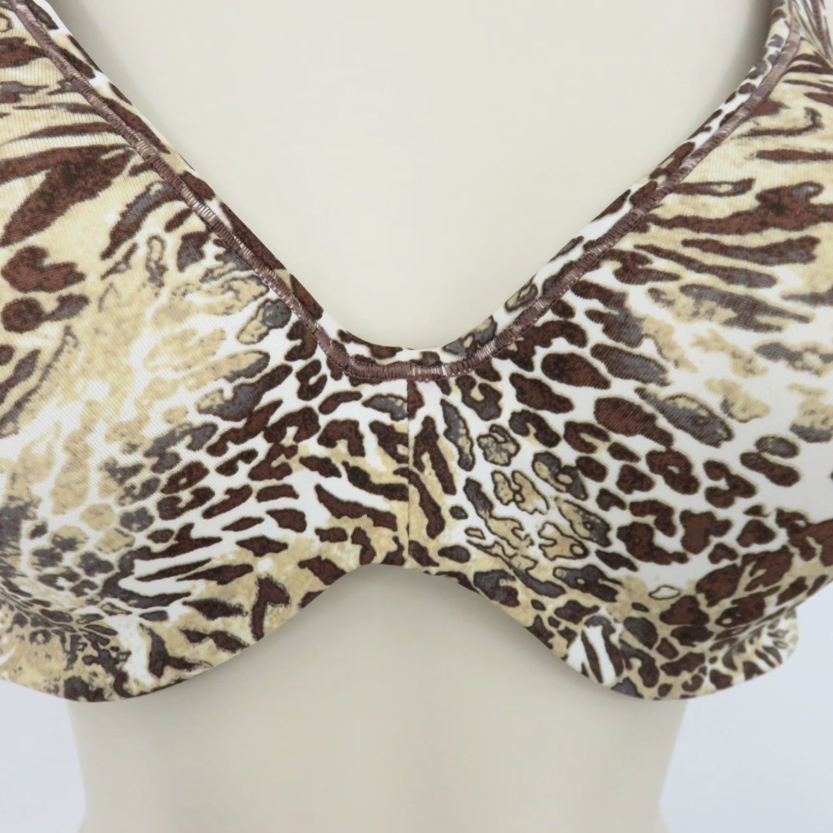 Hanes Hanes Bra 38D G888 Perfection Comfort Foam Underwired Brown Gray Animal Print Size ONE SIZE - 3 Thumbnail