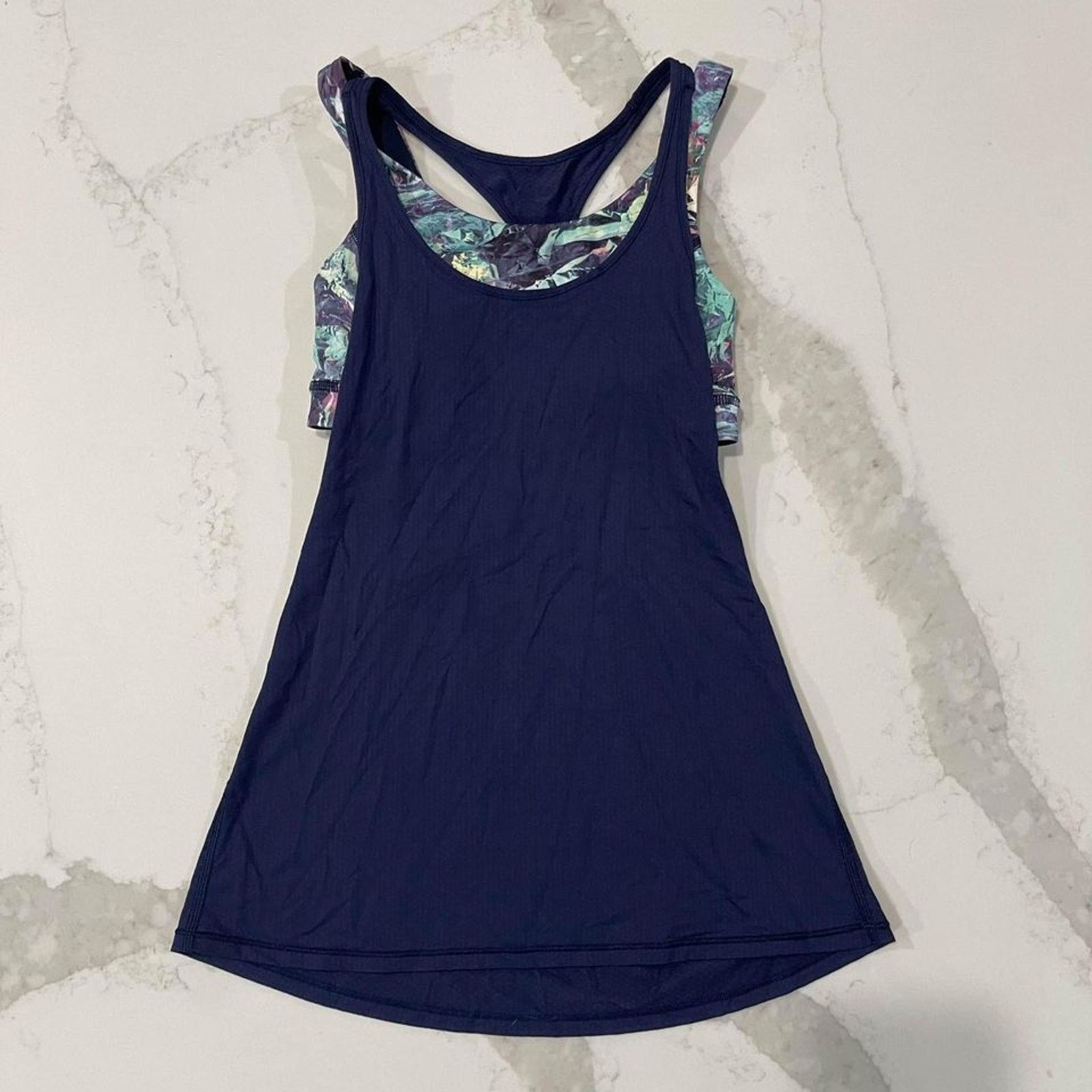Lululemon Lululemon Support Tank Navy Multi Workout Bra Top Women's 2 Size XS / US 0-2 / IT 36-38 - 1 Thumbnail