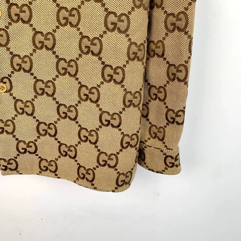 Gucci Gucci Brown logo jacquard full print cotton lapel long-slee Size US S / EU 44-46 / 1 - 4 Thumbnail