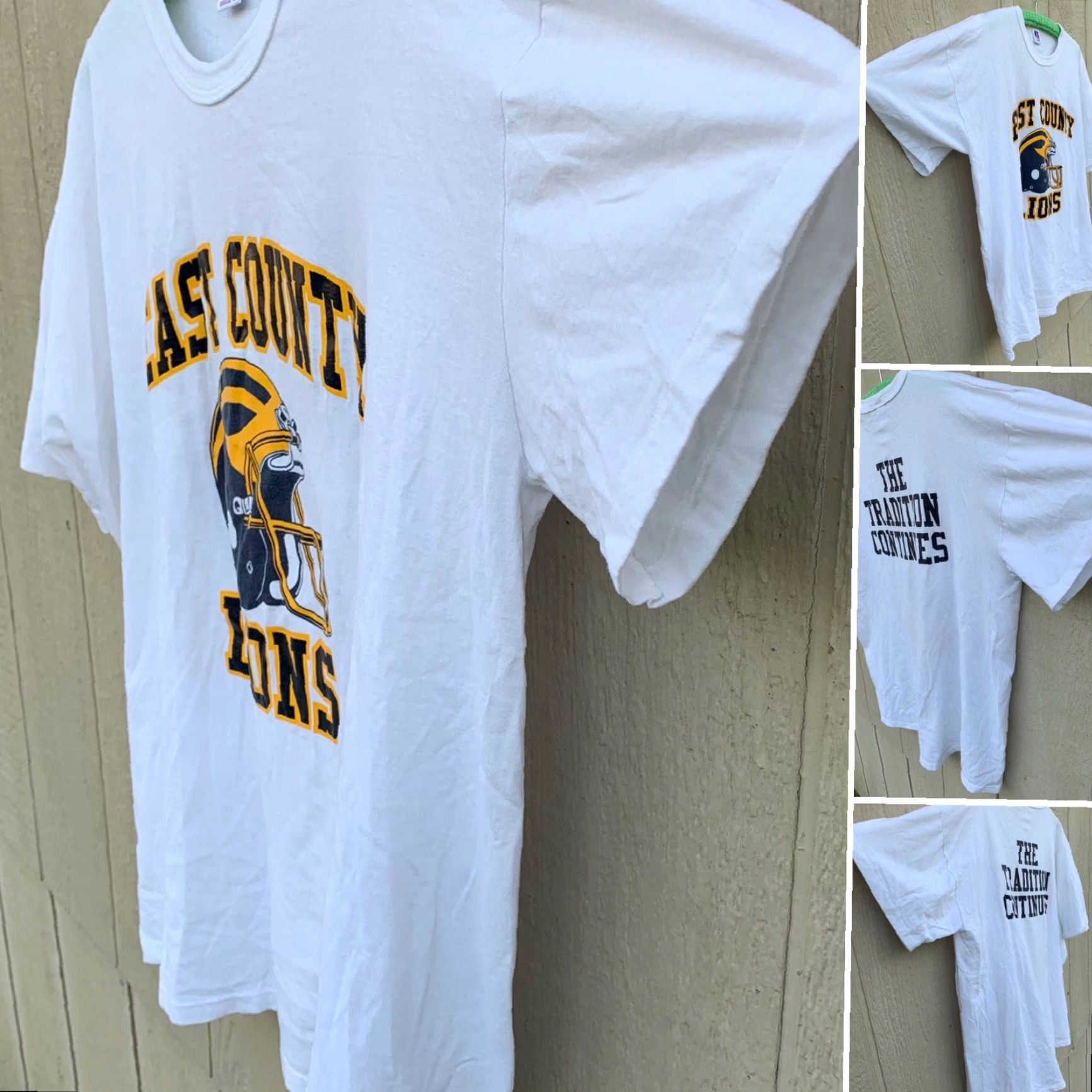 Russell Athletic VINTAGE Russell Athletic The Tradition Continues T-Shirt White 80s 90s Sports Mens XL Graphic Print Football Helmet USA Size US XL / EU 56 / 4 - 2 Thumbnail