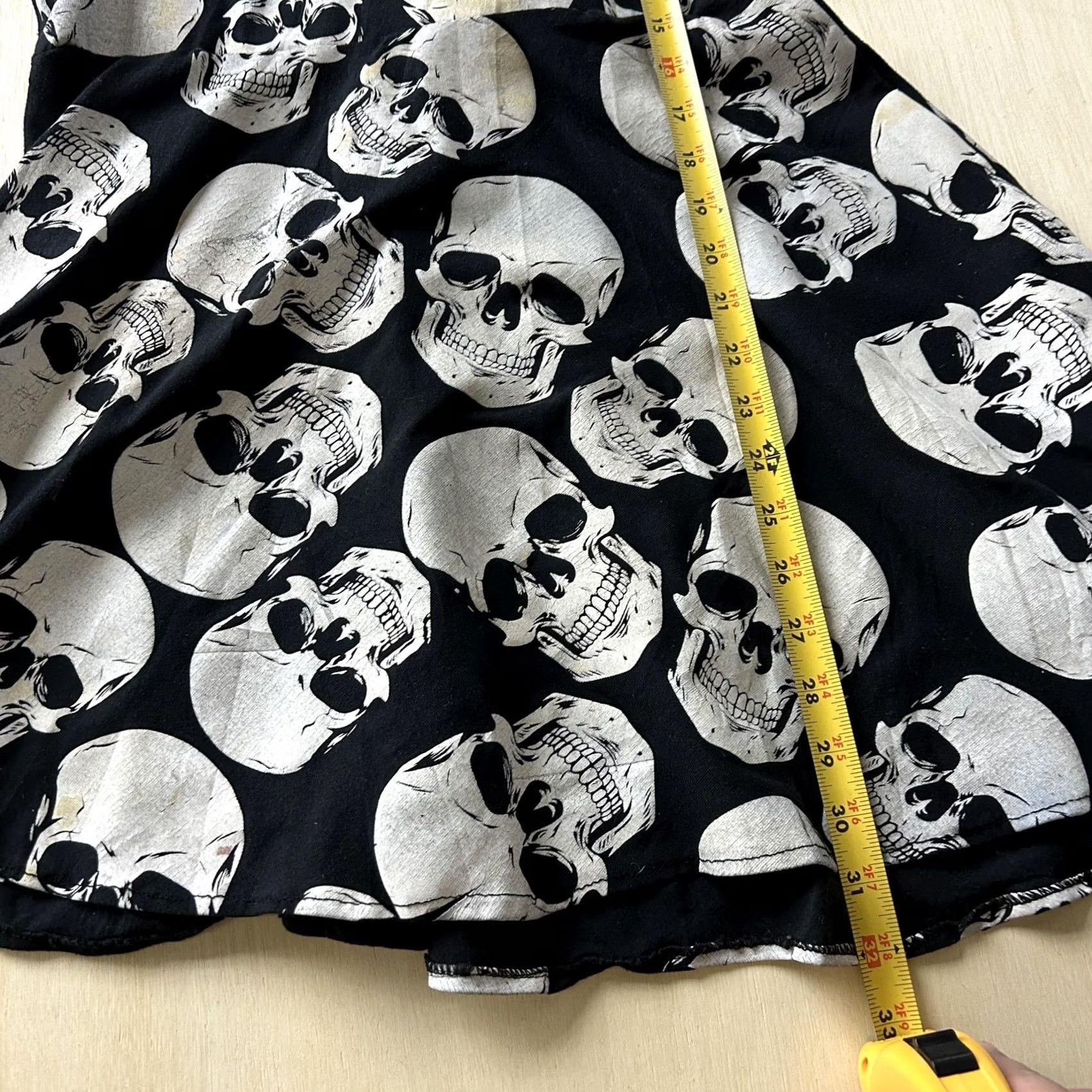 Vintage Fairy Goth Shop Dress Womens M Black Skull Collared Fit & Flare Halloween Size M / US 6-8 / IT 42-44 - 7 Thumbnail