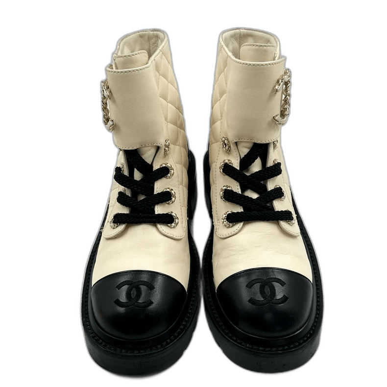 Chanel Chanel Black and White Short Boots Size US 5 / IT 35 - 1 Thumbnail