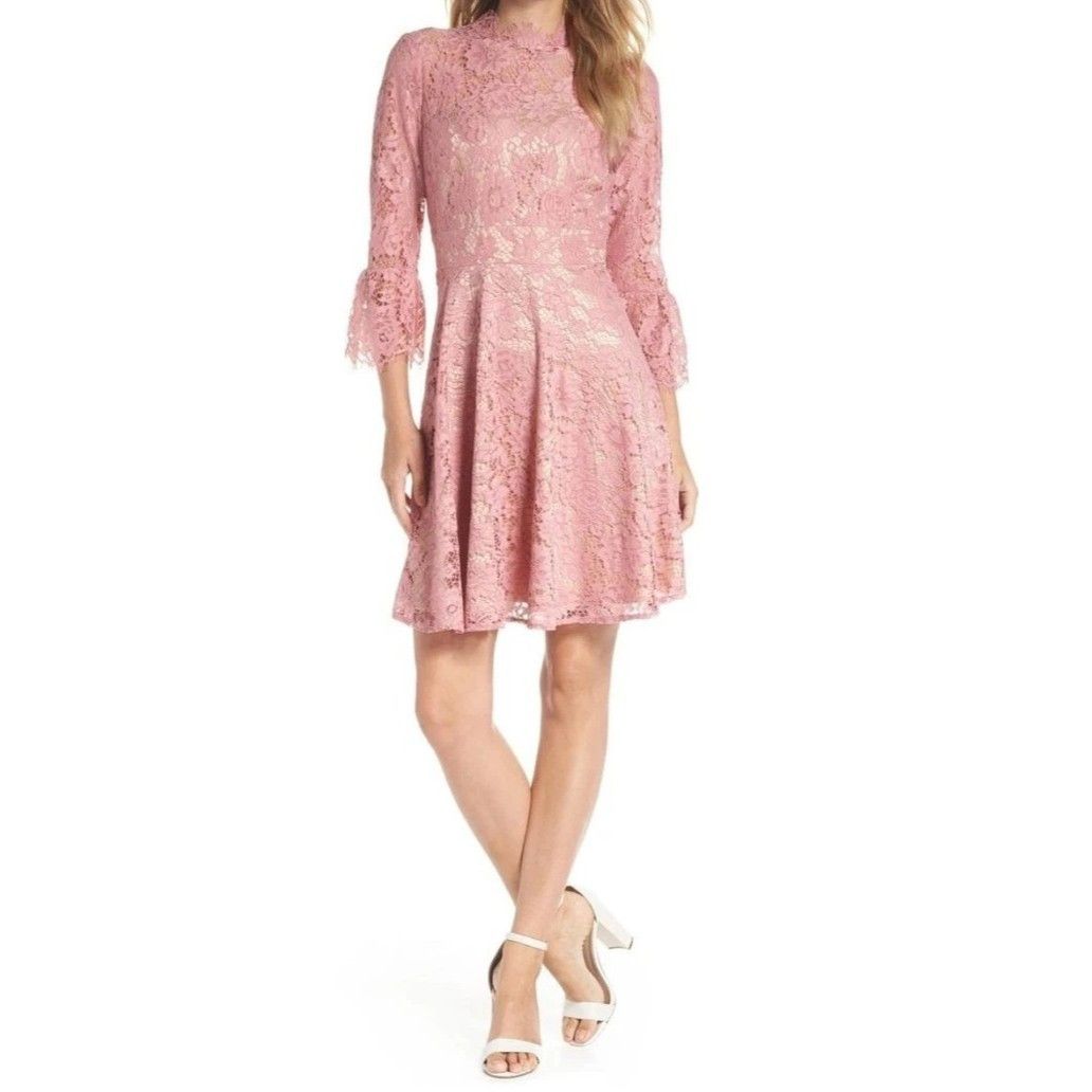 Other Eliza J Bell Sleeve Lace Fit & Flare Dress NWT MSRP $158 Size M / US 6-8 / IT 42-44 - 1 Thumbnail