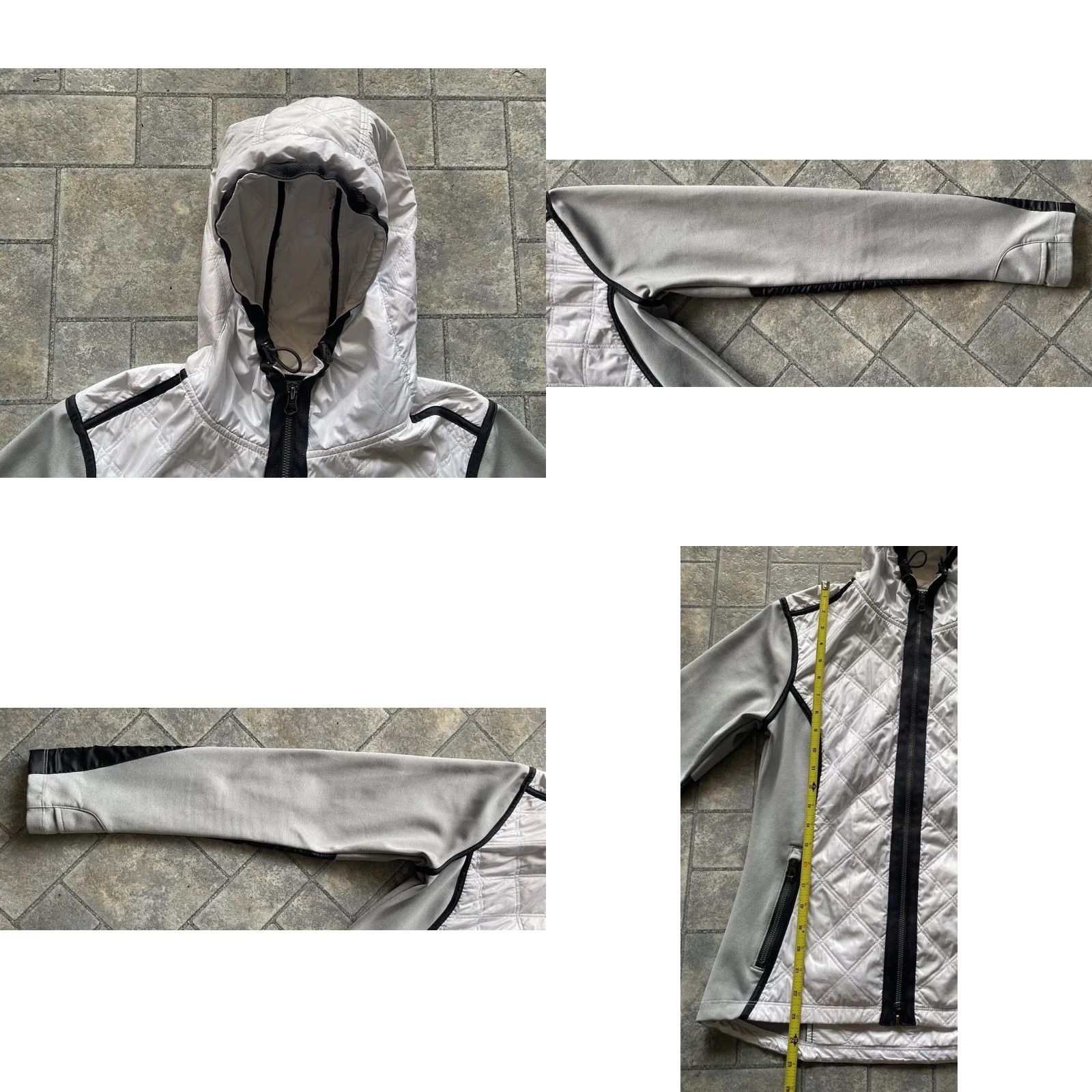 Athleta VINTAGE Athleta WOMENS SMALL Quilted Puffer Jacket Hooded Gray White Zip Long Sleeve Size S / US 4 / IT 40 - 9 Thumbnail