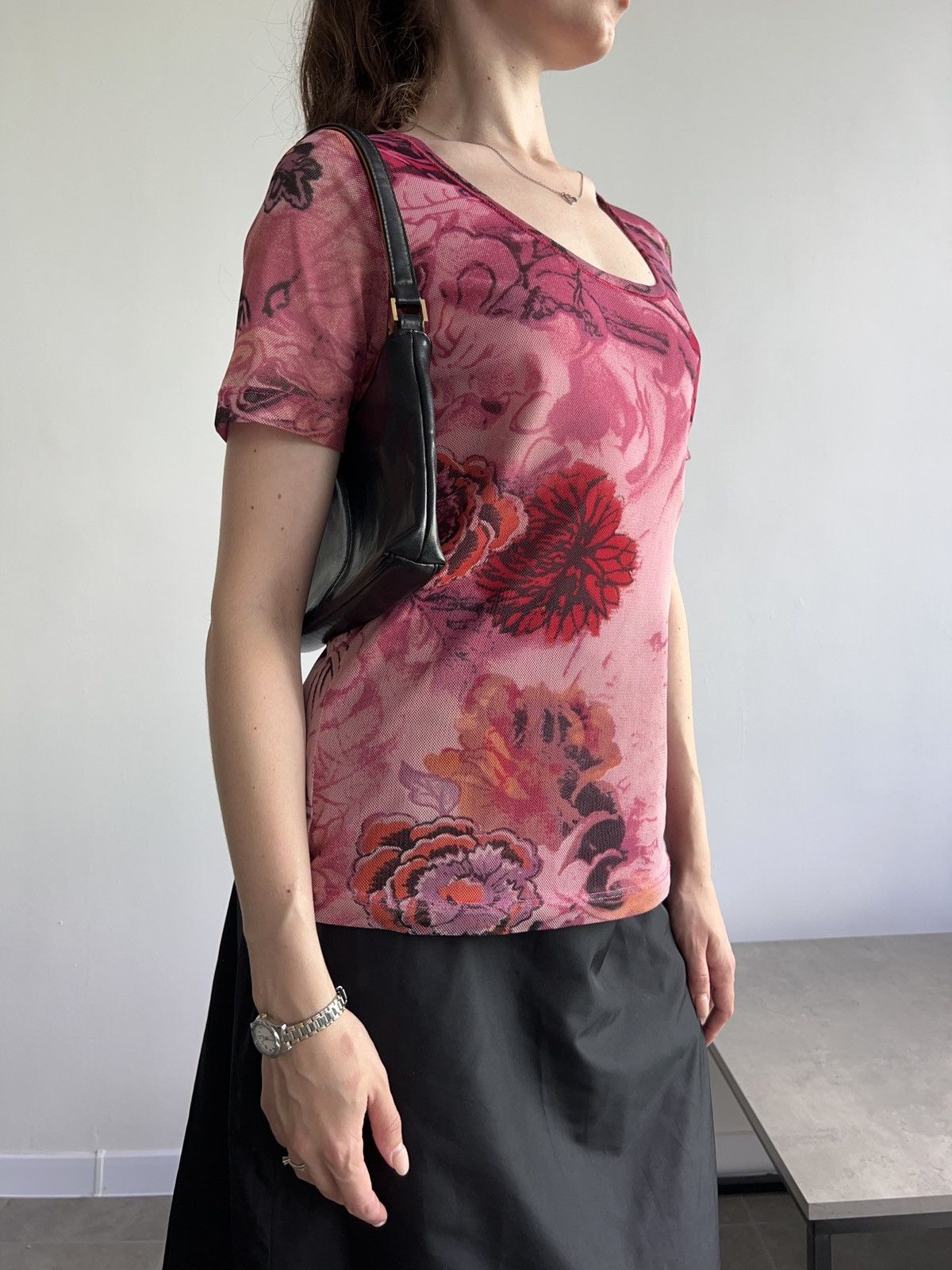 Vintage Vintage Floral Mesh Top T-Shirt Y2K avant garde Size S / US 4 / IT 40 - 2 Thumbnail