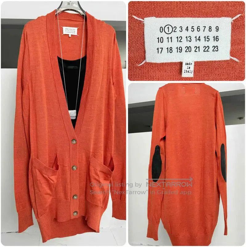 Maison Margiela Maison Margiela Orange Wool Men's Cardigan . Size US M / EU 48-50 / 2 - 1 Thumbnail