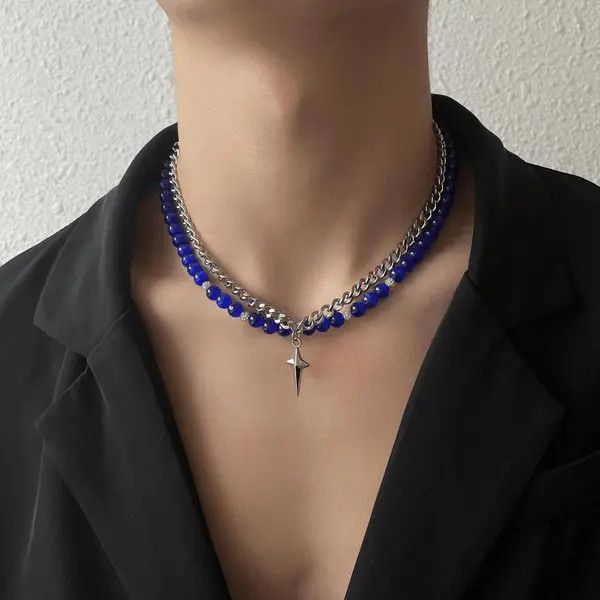 Jewelry Double Layered Blue STAR Necklace Size ONE SIZE - 4 Thumbnail