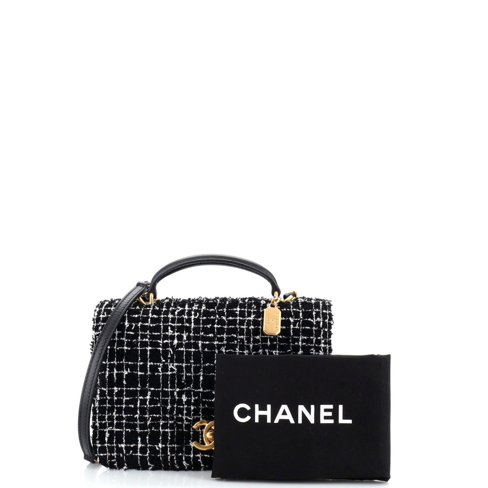 Chanel CC Top Handle Chain Full Flap Bag Quilted Tweed Size ONE SIZE - 2 Thumbnail