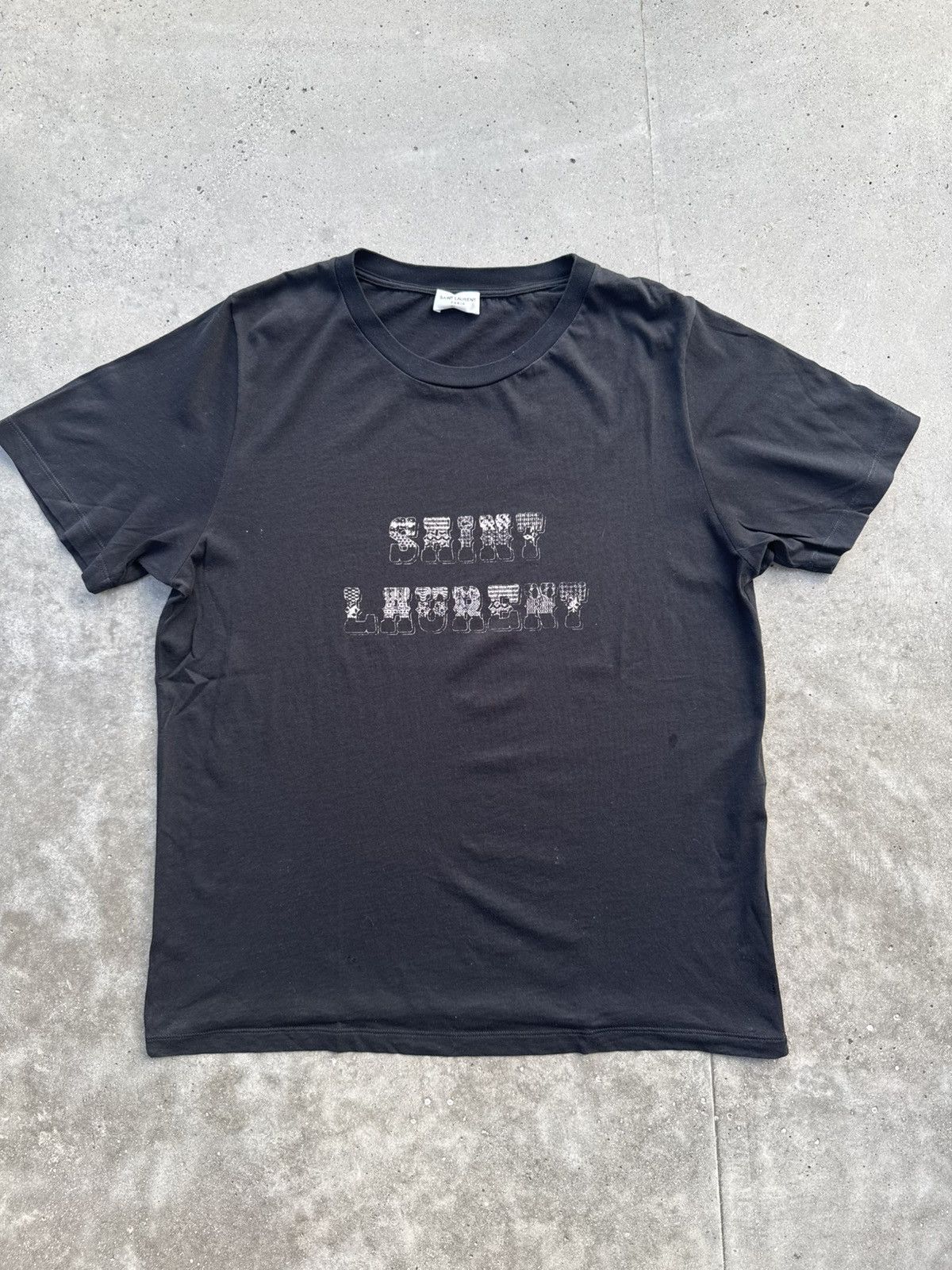 Saint Laurent Paris SS14 Waxed Mesh Babycat Tee | Grailed