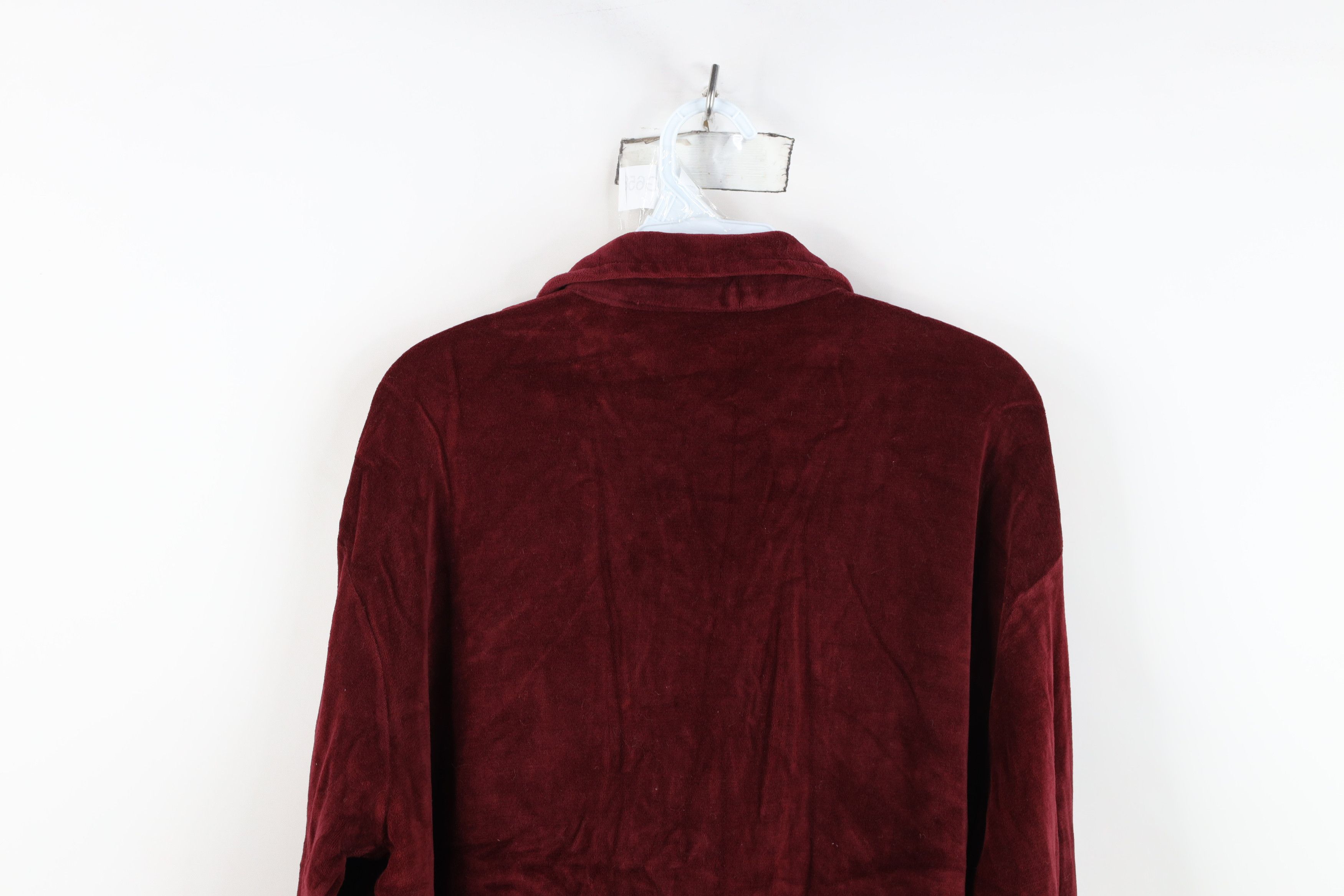 Vintage Vintage 70s Streetwear Velour Collared Long Sleeve Polo Red Size US XL / EU 56 / 4 - 11 Thumbnail