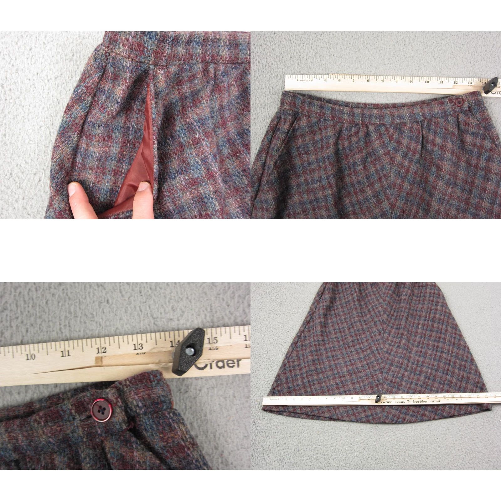 Talbots VINTAGE Talbots Skirt Woman Midi A-Line 12P Red Check Wool Nylon Knit 80s 90s Mens Womens Girls Boys Size 34" / US 12 / IT 48 - 8 Thumbnail