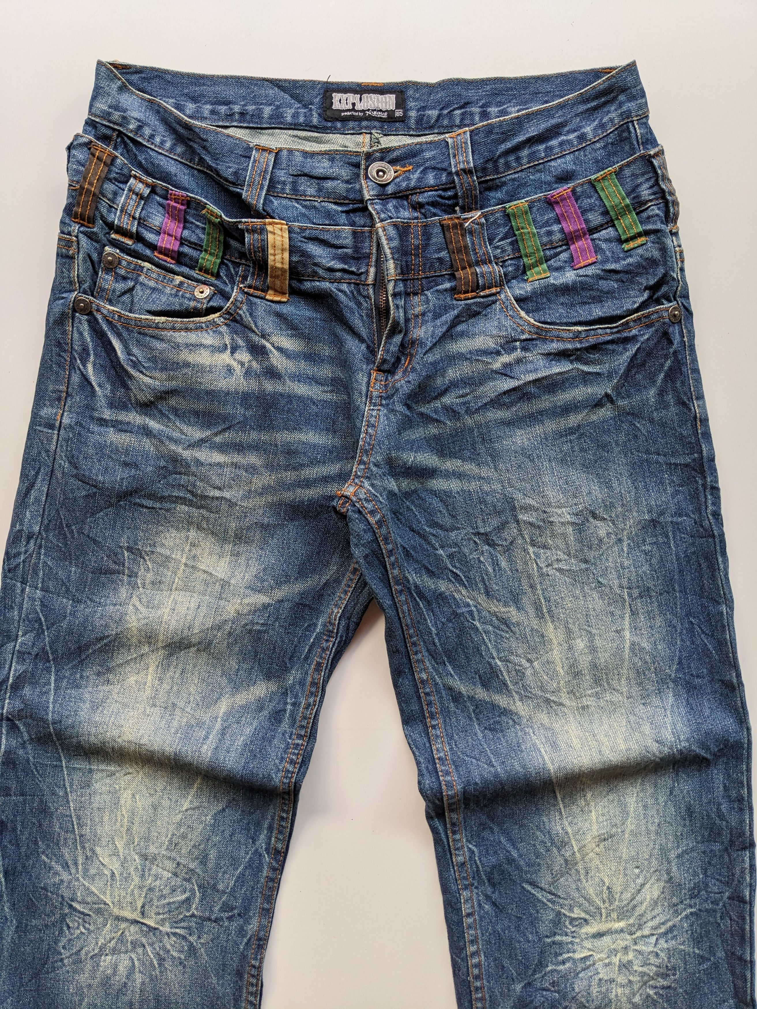 14th Addiction × Japanese Brand × Le Grande Bleu (L.G.B.) Nylaus Explosion double waist clawmark jeans Size US 33 - 3 Thumbnail