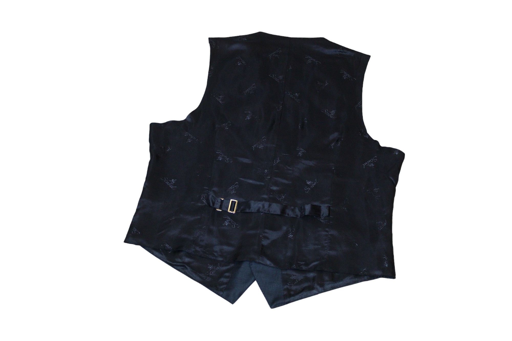 SCABAL Scabal Classic Fit Formal Solid Navy Blue New Wool Waistcoat Size 50S - 6 Thumbnail