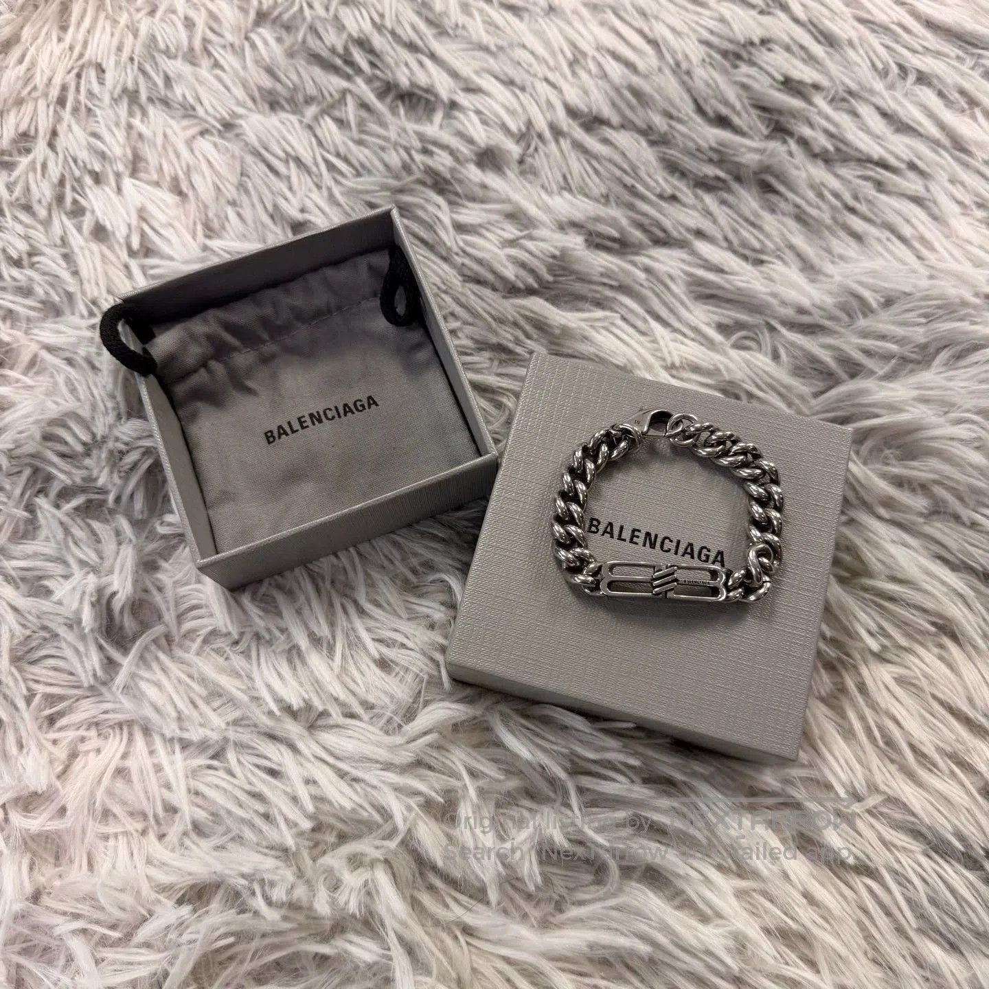 balenciaga double ring bb bracelet in silver.