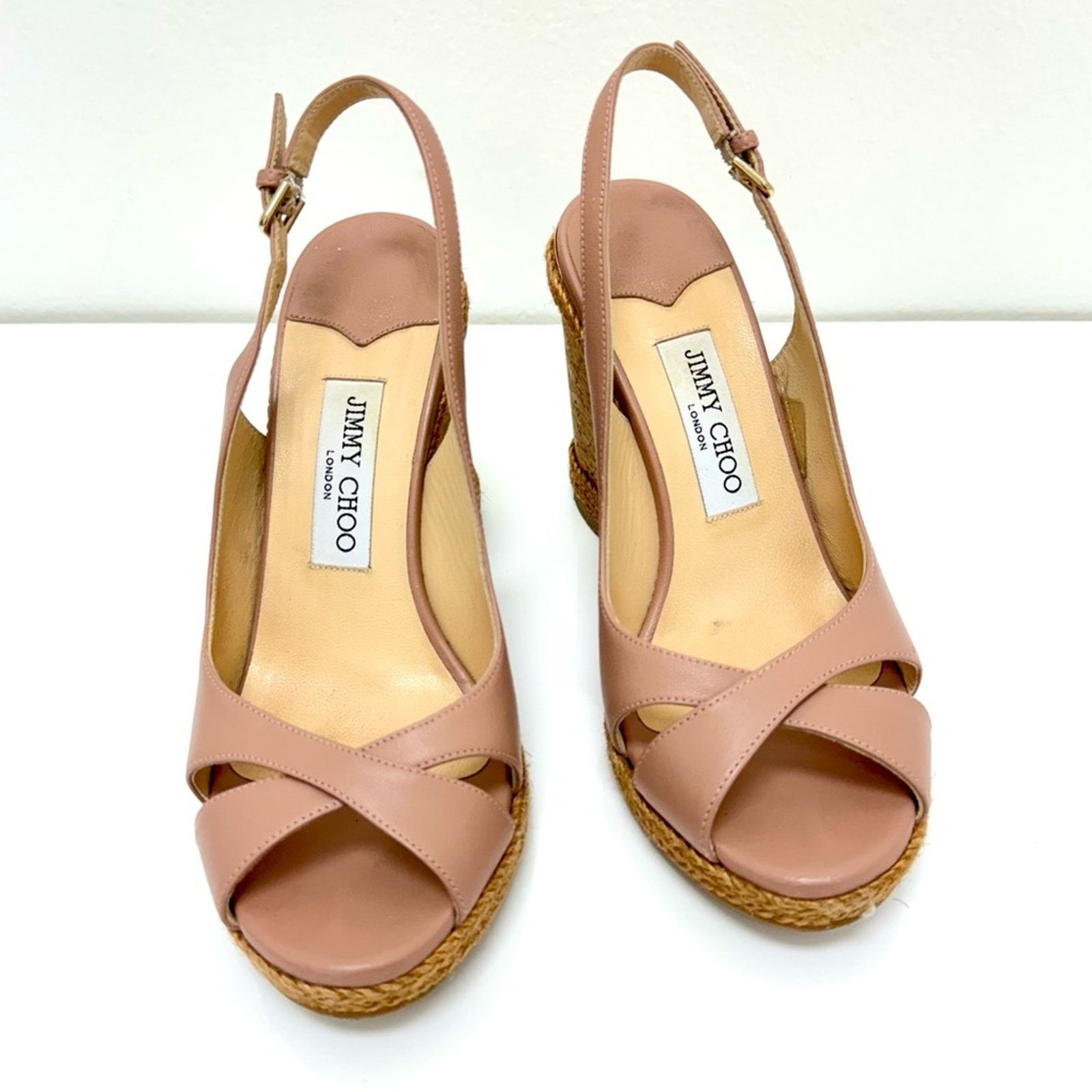 Jimmy Choo Jimmy Choo pink leather Amely wedge heeled pumps, Size 38,5 Size US 8 / IT 38 - 3 Thumbnail