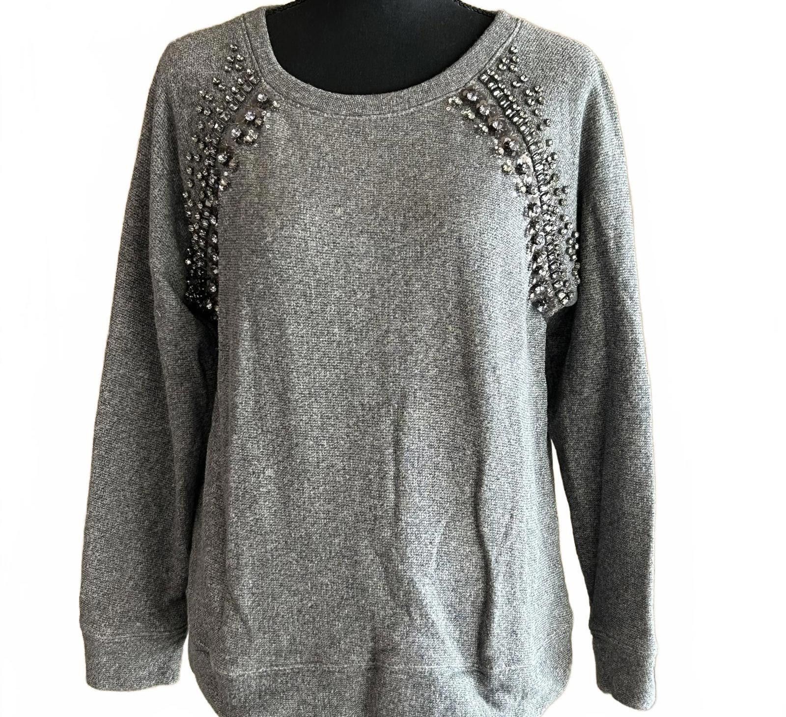 J.Crew J Crew Sweater Sz Medium Heather Grey Pullover Rhinestone Size M / US 6-8 / IT 42-44 - 1 Thumbnail
