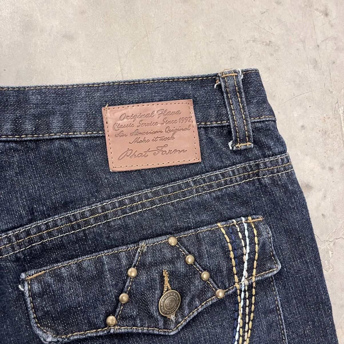 Phat Farm × Vintage Y2K Phat Farm Baggy Skater Hip Hop Embroidered Jeans 34x32 Size US 34 / EU 50 - 8 Thumbnail