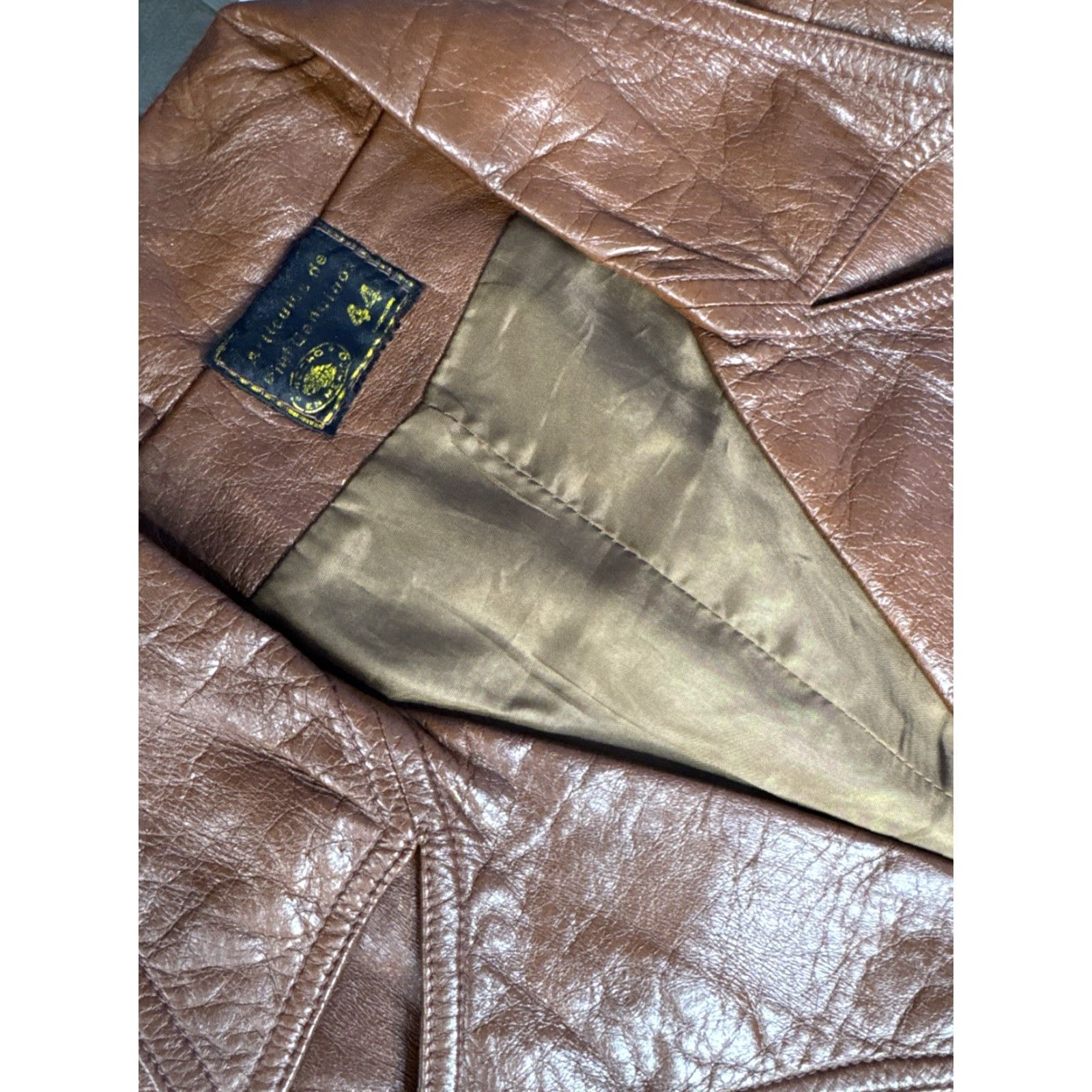 Vintage VINTAGE Brown Leather Blazer Sport Coat Jacket Made In Mexico Sz 44 Mens Regular Leather Blazer Sports Overcoat 44 Brown Mens Size 44R - 2 Thumbnail