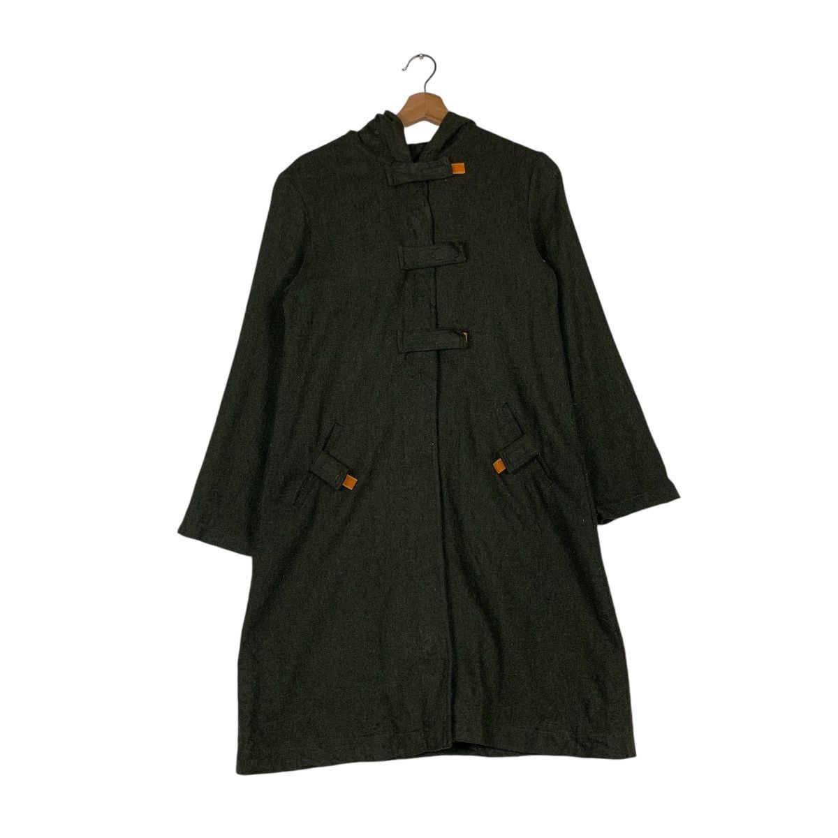 Other INVITATION Olive Green Wool Hooded Overcoat #1377-C62 Size US XS / EU 42 / 0 - 1 Thumbnail
