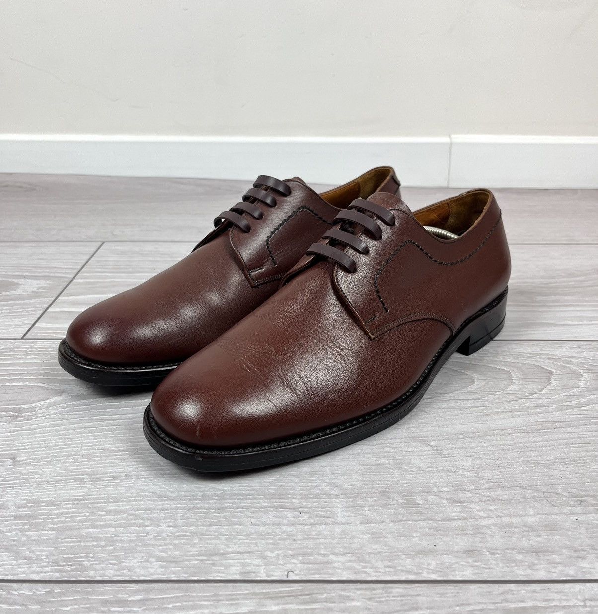 Loake Loake England Vintage Brown Leather Derby Shoes Boots Size US 12 / EU 45 - 5 Thumbnail