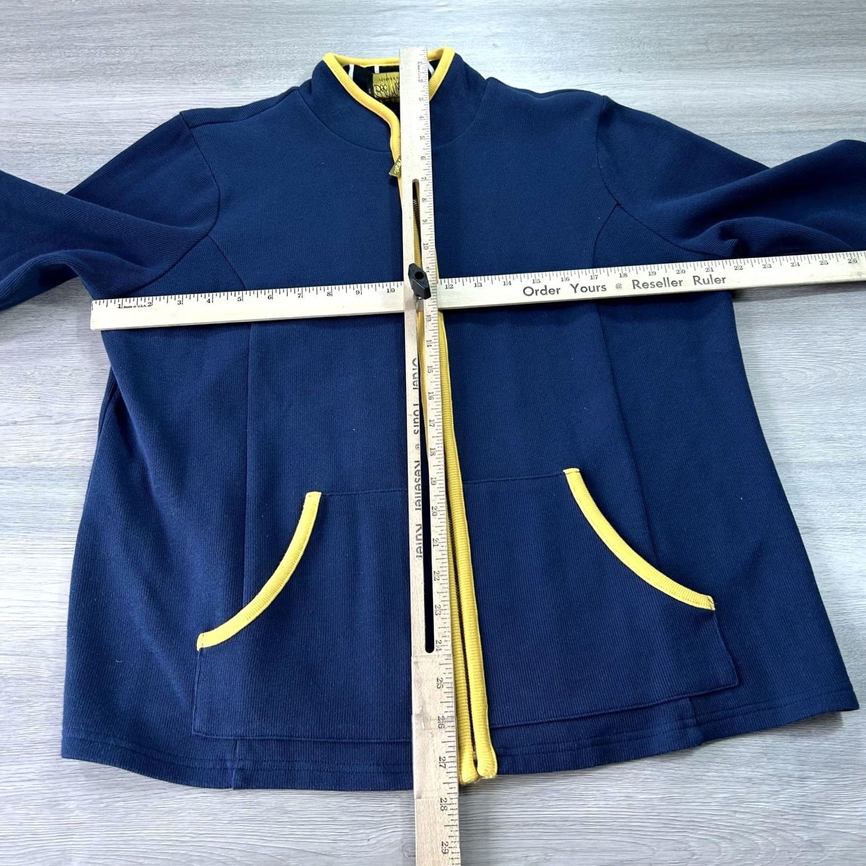 Bob Mackie Bob Mackie Wearable Art Jacket Womens Large Navy Yellow Full Zip Contrast Trim Size L / US 10 / IT 46 - 4 Thumbnail